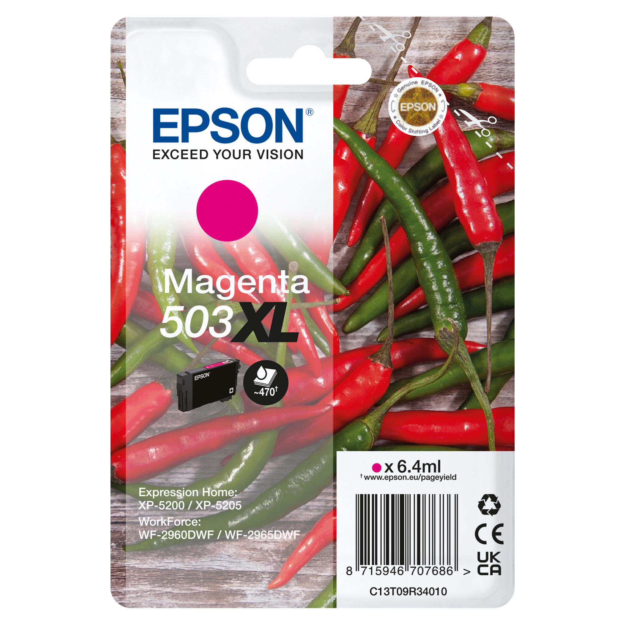 Epson 503XL - 6.4 ml - XL - magenta - originale - blister - cartuccia d'inchiostro - per EPL 5200; RIP Station 5200; WorkForce WF-2960