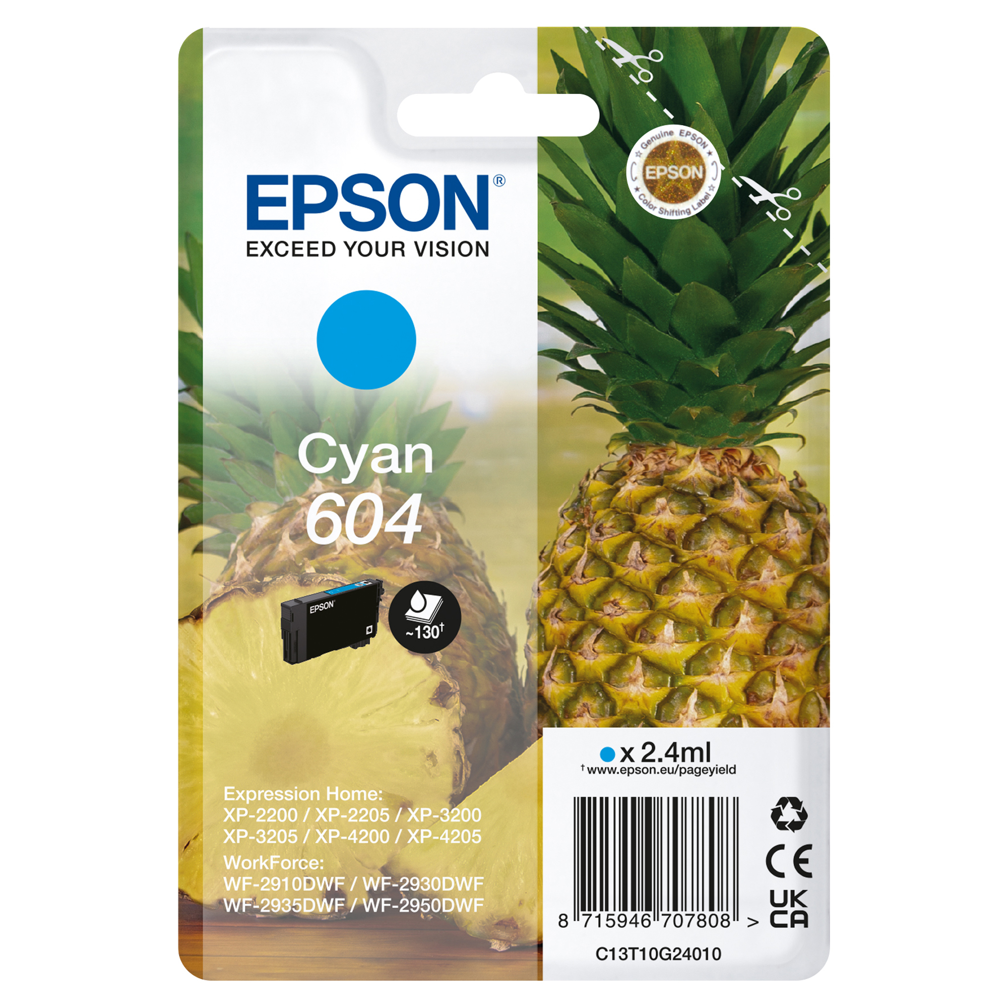 Epson 604 - 2.4 ml - ciano - originale - blister - cartuccia d'inchiostro - per Expression Home XP-4200; Home Cinema 3200; Stylus Photo 2200