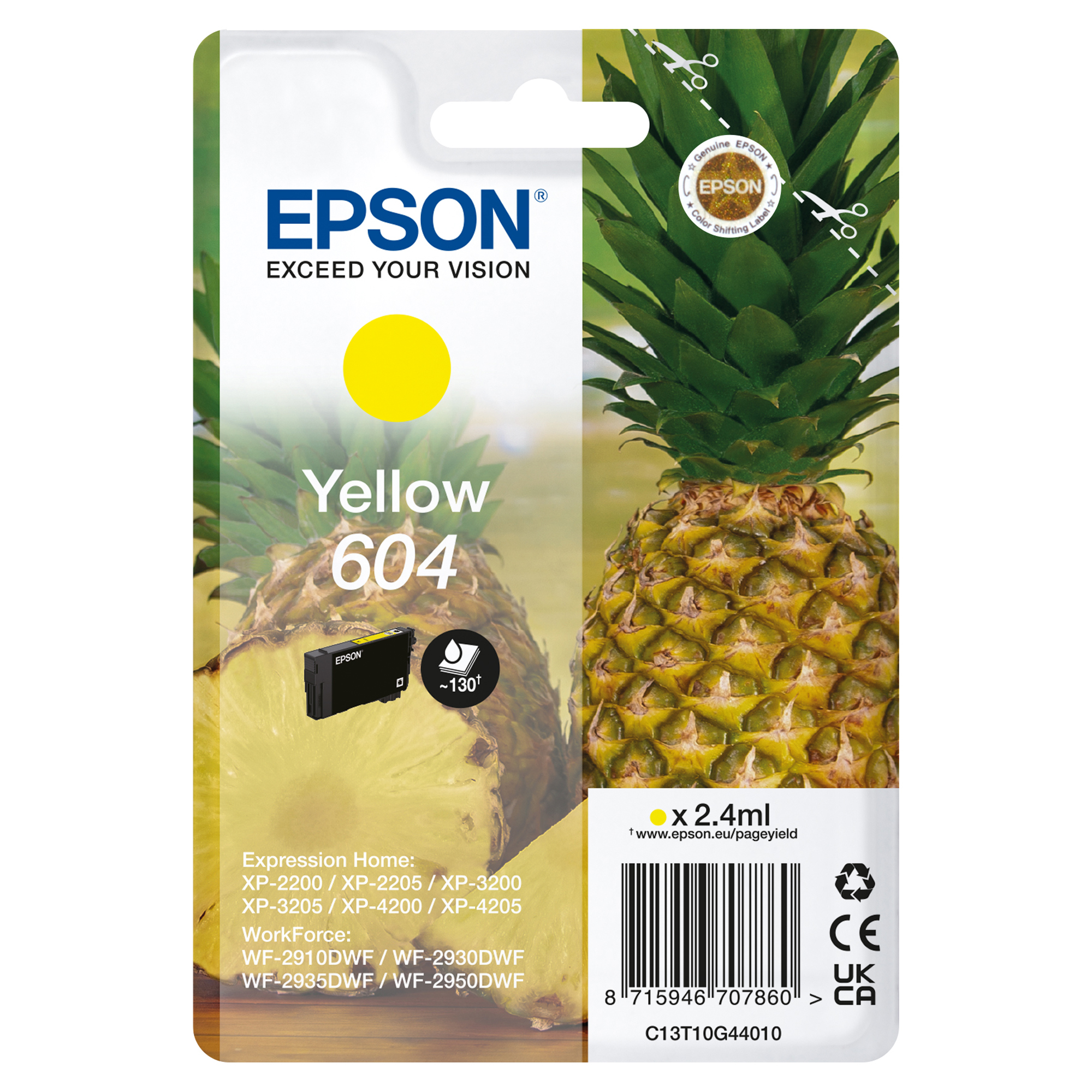 Epson 604 - 2.4 ml - giallo - originale - blister con radiofrequenza / allarme acustico - cartuccia d'inchiostro - per EPL 4200; Home Cinema 3200; Stylus Photo 2200