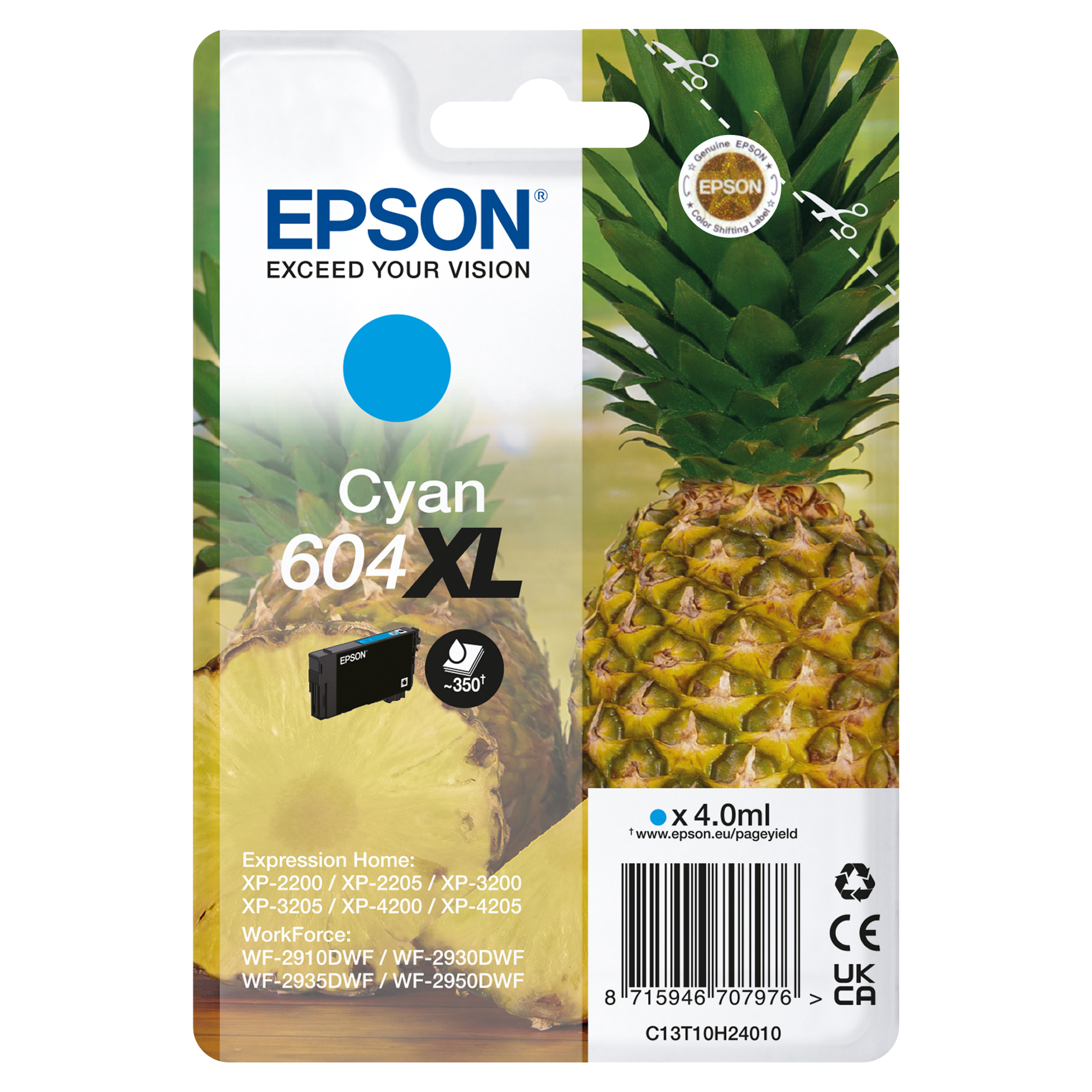 Epson 604XL Singlepack - 4 ml - XL - ciano - originale - blister - cartuccia d'inchiostro - per EPL 4200; Home Cinema 3200; Stylus Photo 2200