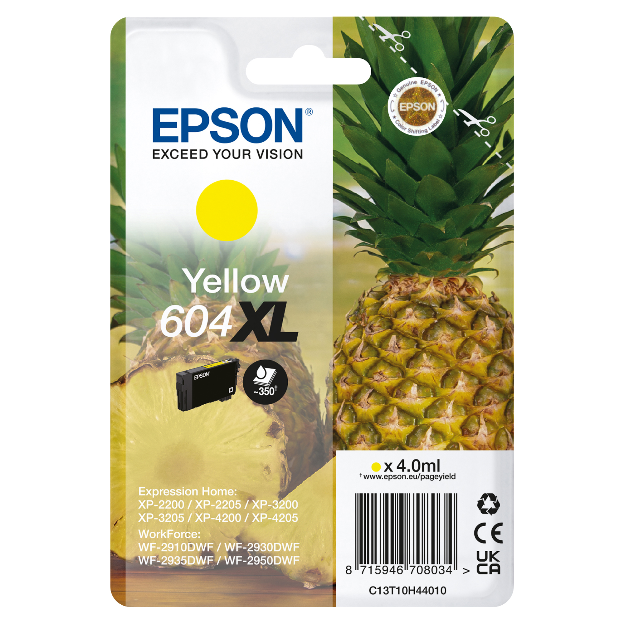 Epson 604XL Singlepack - 4 ml - XL - giallo - originale - blister - cartuccia d'inchiostro - per EPL 4200; Home Cinema 3200; Stylus Photo 2200