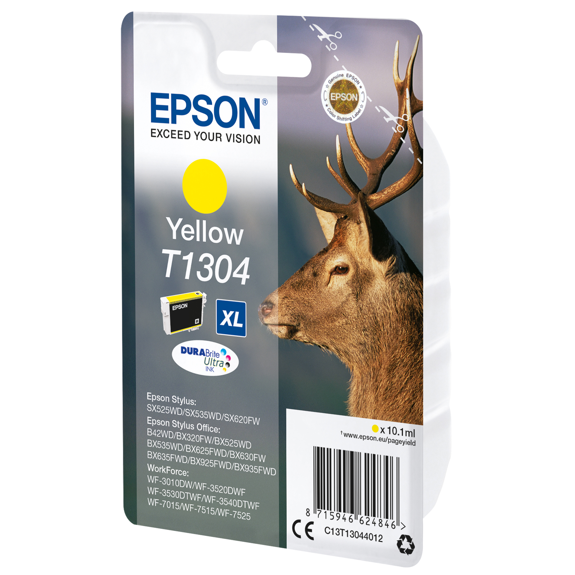 Epson T1304 - 10.1 ml - misura XL - giallo - originale - blister - cartuccia d'inchiostro - per Stylus Office BX630, BX635, BX935; WorkForce WF-3010, 3520, 3530, 3540, 7015, 7515, 7525
