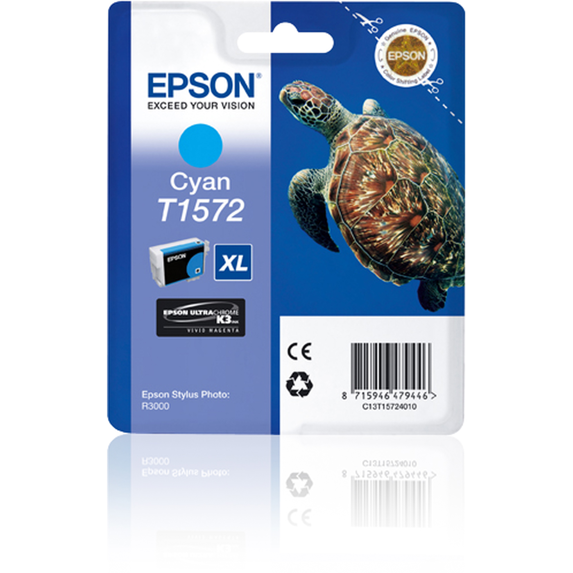 Epson T1572 - 25.9 ml - ciano - originale - blister - cartuccia d'inchiostro - per Stylus Photo R3000