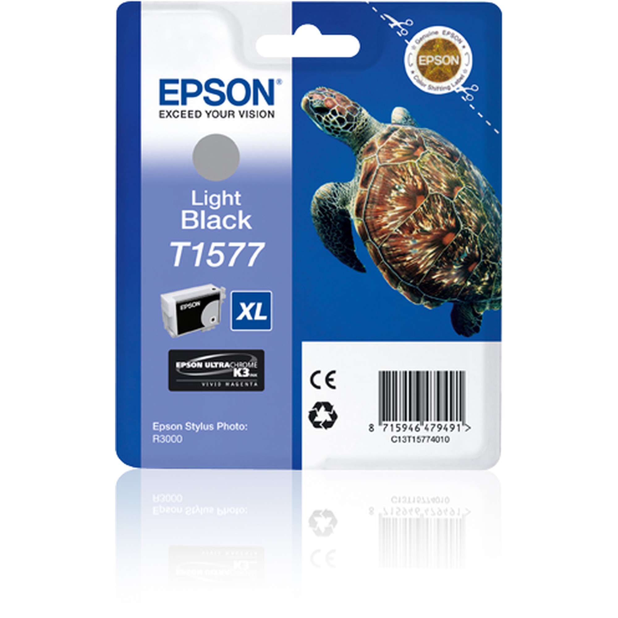 Epson T1577 - 25.9 ml - nero chiaro - originale - blister - cartuccia d'inchiostro - per Stylus Photo R3000