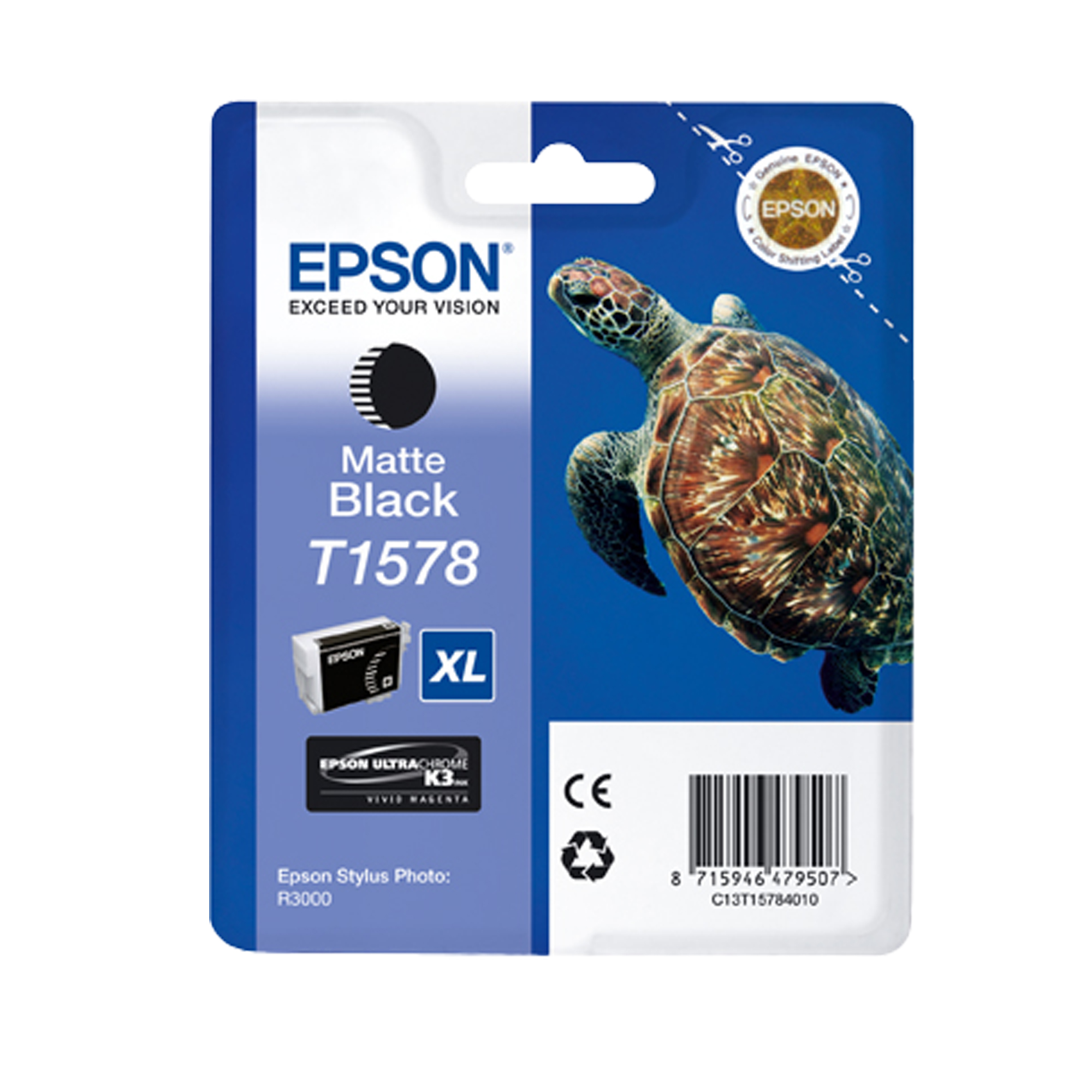 Epson T1578 - 25.9 ml - XL - nero opaco - originale - blister - cartuccia d'inchiostro - per Stylus Photo R3000