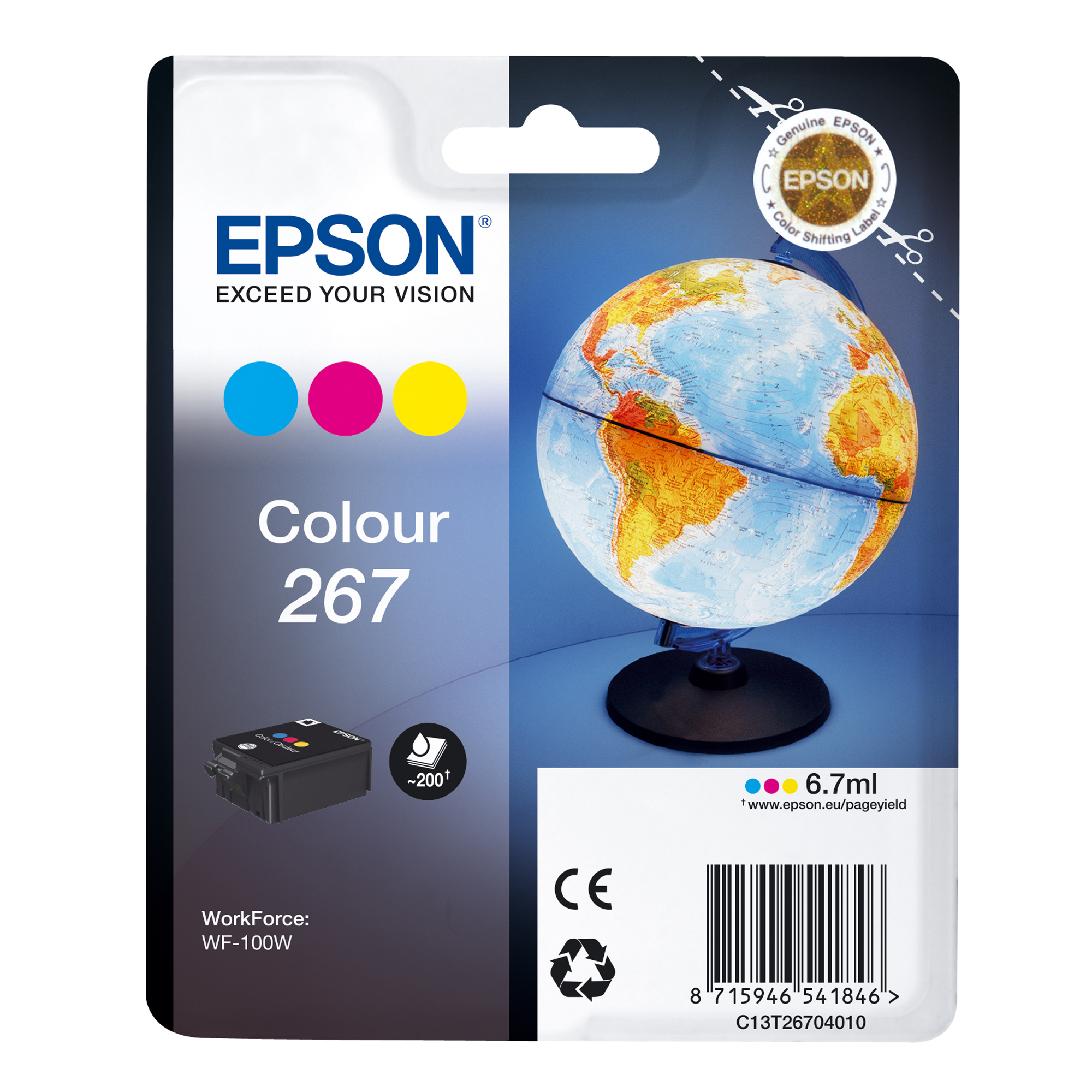 Epson 267 - 7 ml - giallo, ciano, magenta - originale - cartuccia d'inchiostro - per WorkForce WF-100W