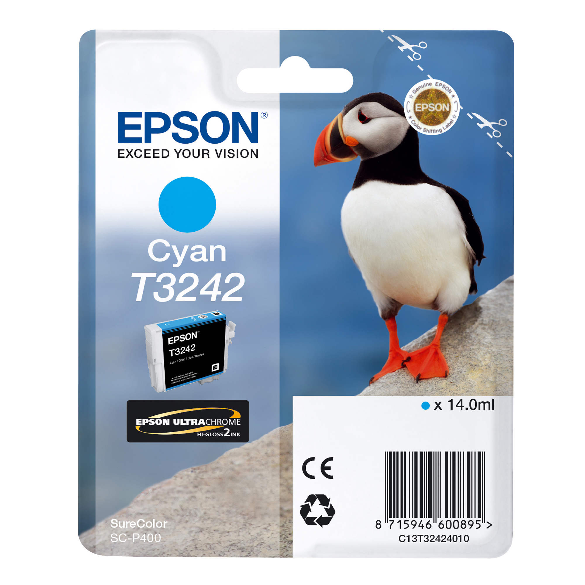 Epson T3242 - 14 ml - ciano - originale - cartuccia d'inchiostro - per SureColor P400, SC-P400