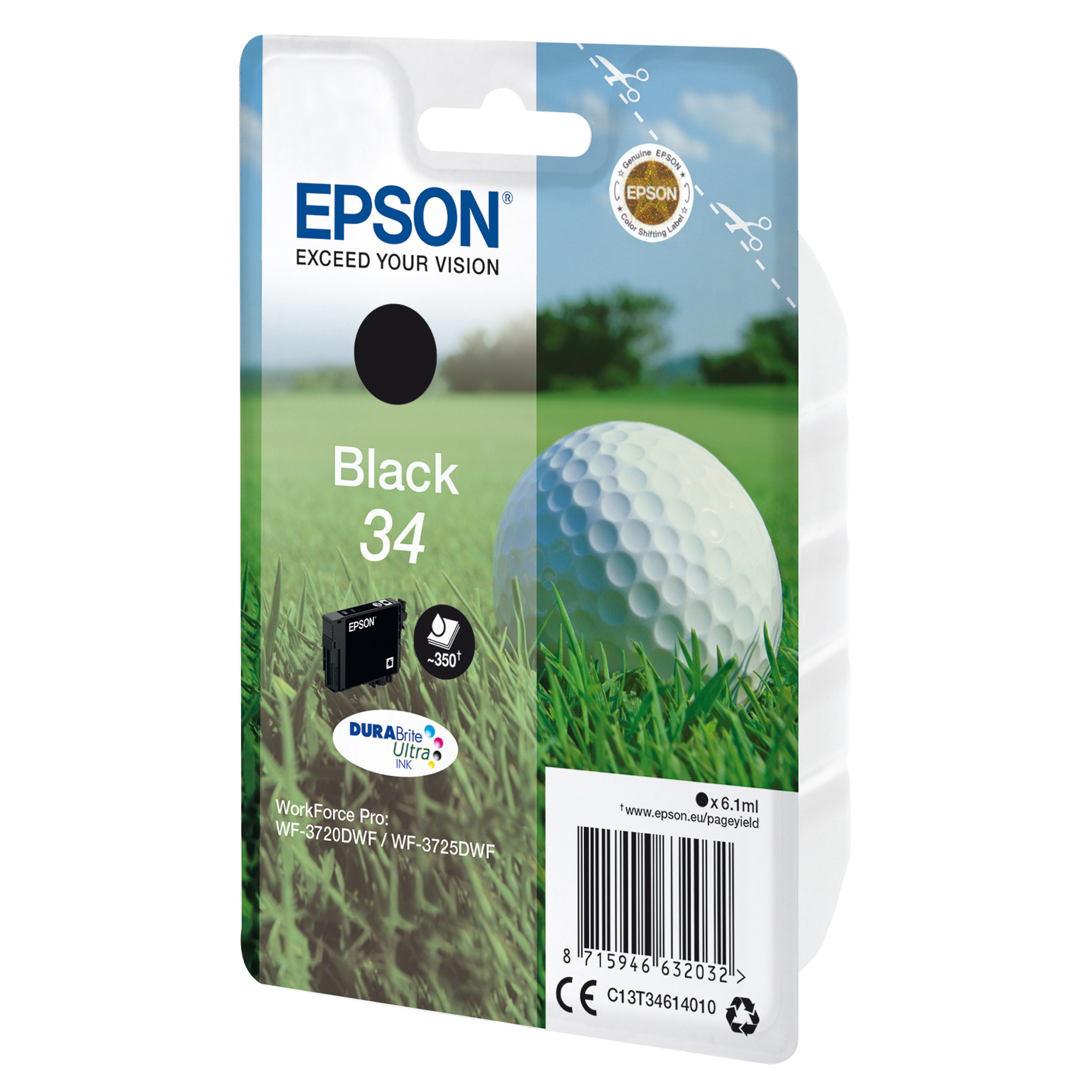 Epson 34 - 6.1 ml - nero - originale - cartuccia d'inchiostro - per WorkForce Pro WF-3720, WF-3720DWF, WF-3725DWF