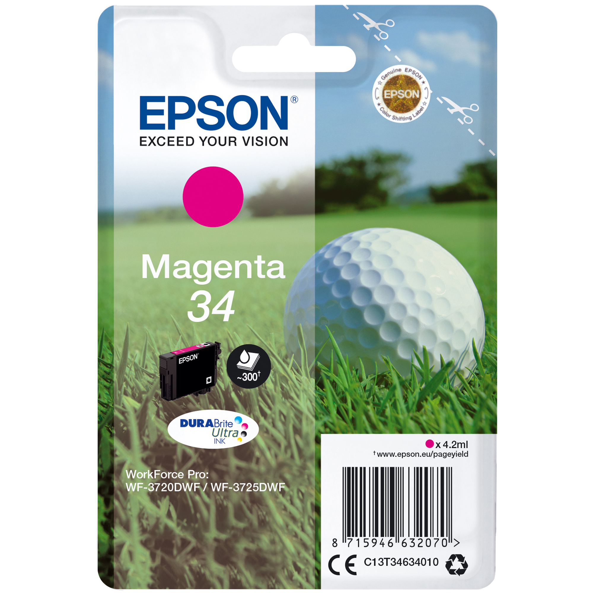 Epson 34 - 4.2 ml - magenta - originale - cartuccia d'inchiostro - per WorkForce Pro WF-3720, WF-3720DWF, WF-3725DWF