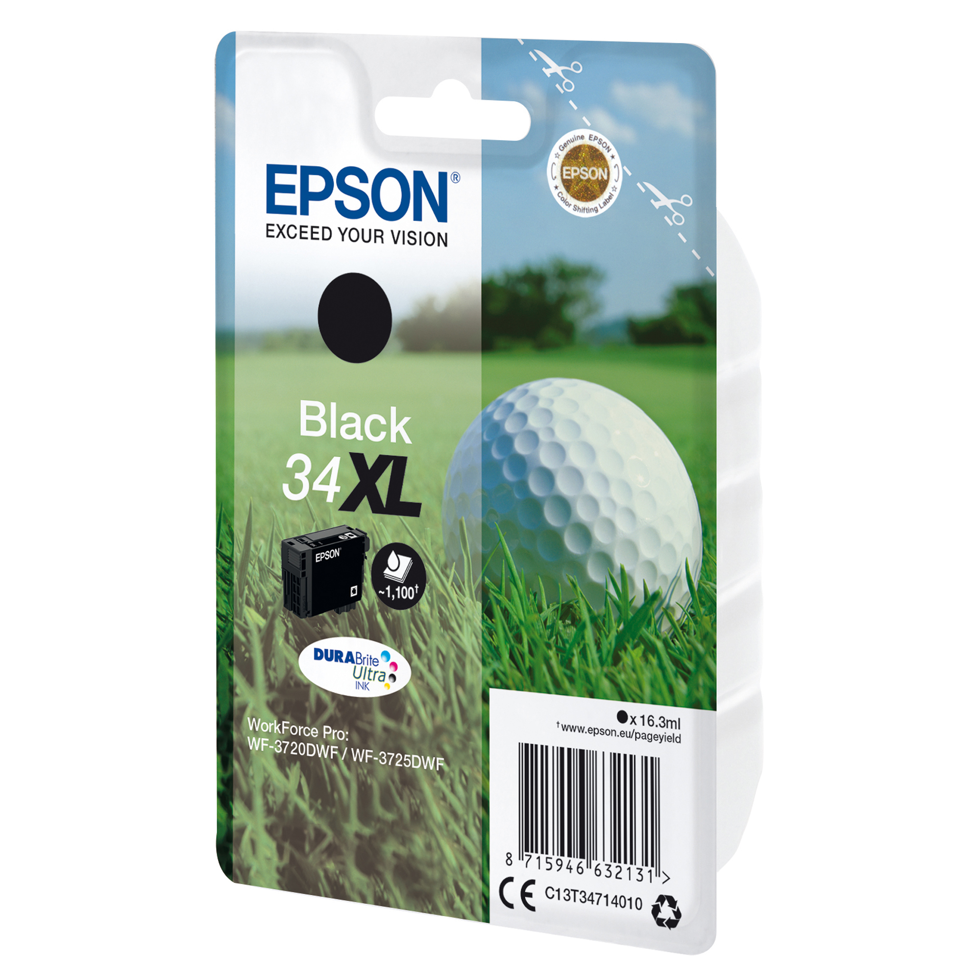 Epson 34XL - 16.3 ml - XL - nero - originale - blister - cartuccia d'inchiostro - per WorkForce Pro WF-3720, WF-3720DWF, WF-3725DWF