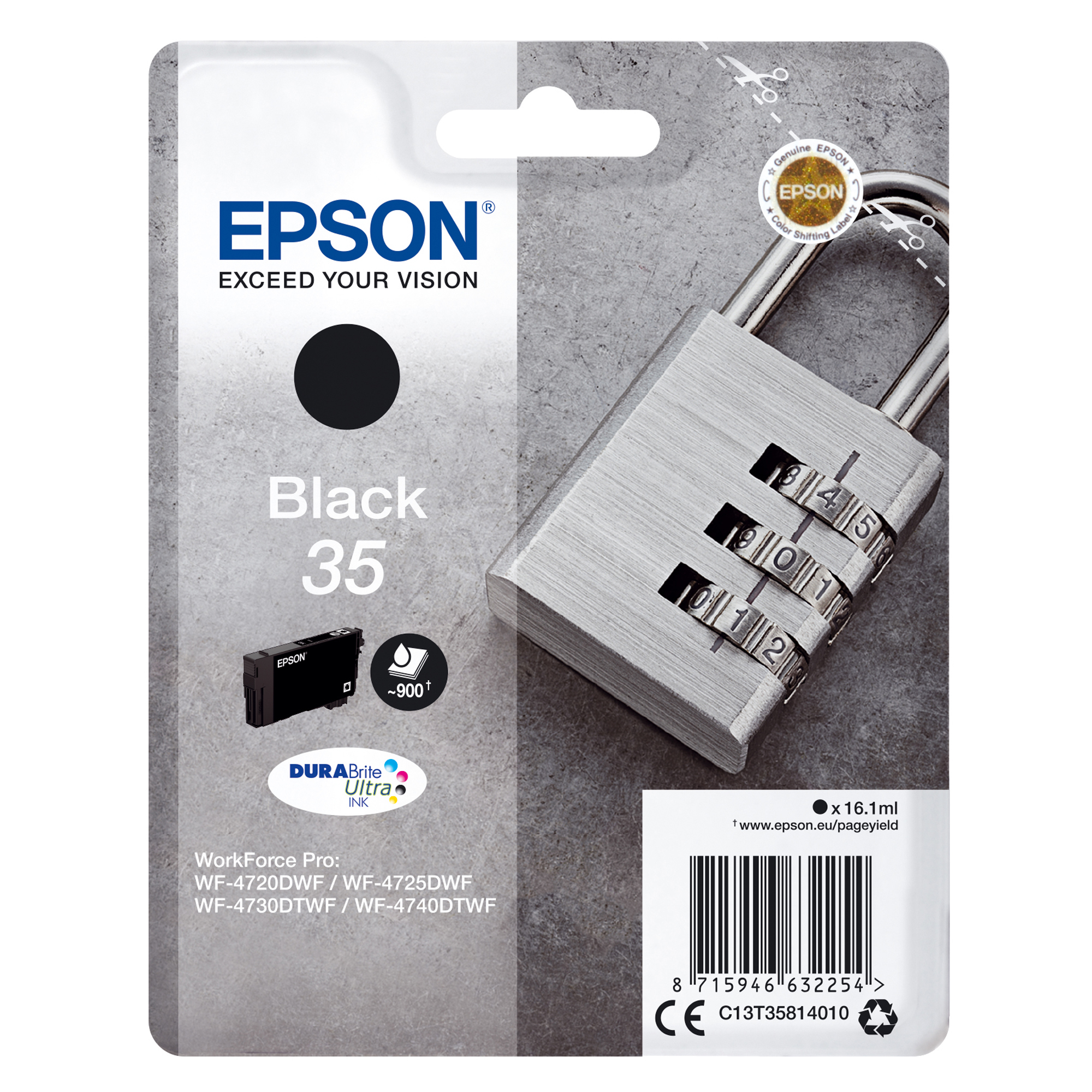 Epson 35 - 16.1 ml - nero - originale - blister - cartuccia d'inchiostro - per WorkForce Pro WF-4720, WF-4720DWF, WF-4725DWF, WF-4730, WF-4730DTWF, WF-4740, WF-4740DTWF