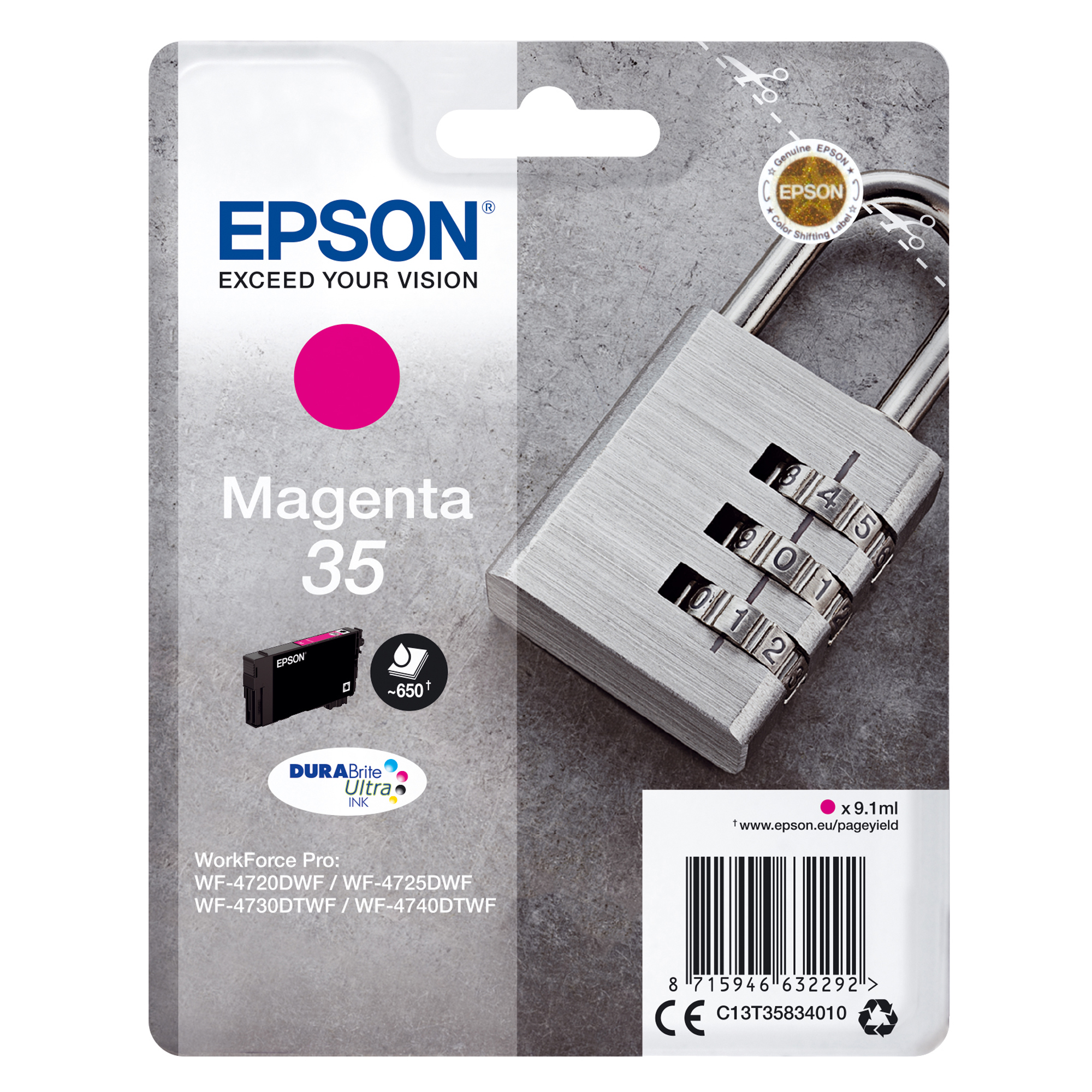 Epson 35 - 9.1 ml - magenta - originale - blister - cartuccia d'inchiostro - per WorkForce Pro WF-4720, WF-4720DWF, WF-4725DWF, WF-4730, WF-4730DTWF, WF-4740, WF-4740DTWF