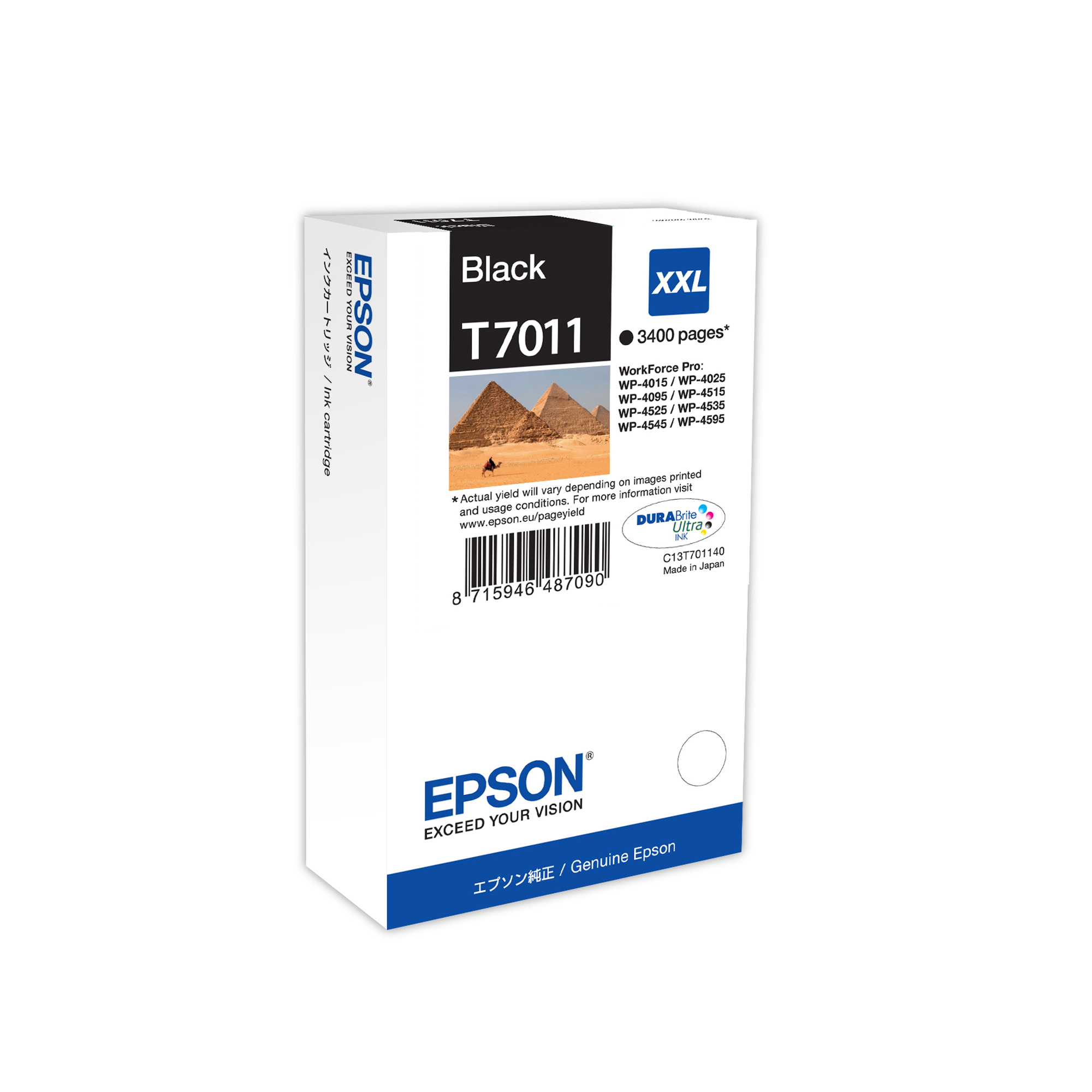 Epson T7011 - 63.2 ml - misura XXL - nero - originale - blister - cartuccia d'inchiostro - per WorkForce Pro WP-4015 DN, WP-4095 DN, WP-4515 DN, WP-4525 DNF, WP-4595 DNF