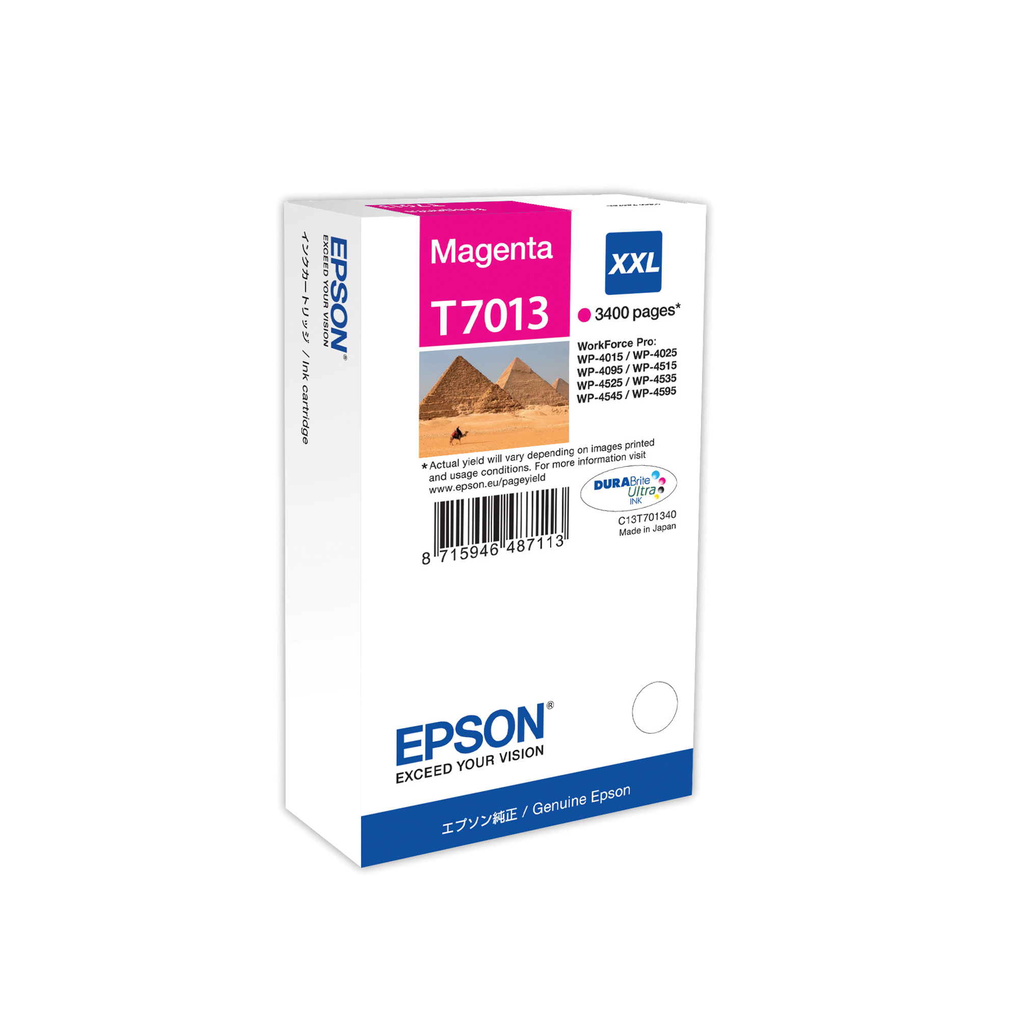 Epson T7013 - 34.2 ml - misura XXL - magenta - originale - blister - cartuccia d'inchiostro - per WorkForce Pro WP-4015 DN, WP-4095 DN, WP-4515 DN, WP-4525 DNF, WP-4595 DNF