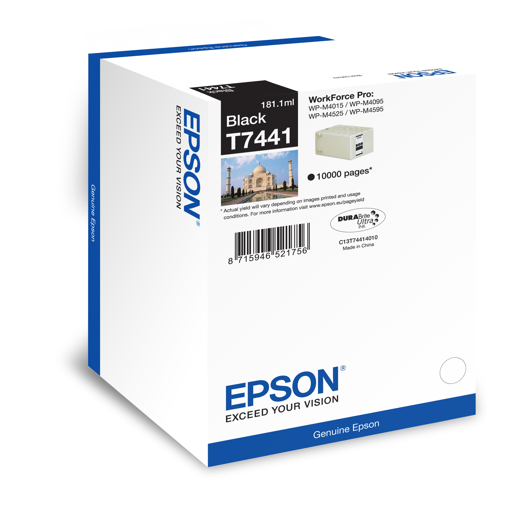 Epson T7441 - 181.1 ml - nero - originale - blister - cartuccia d'inchiostro - per WorkForce Pro WP-M4015 DN, WP-M4095 DN, WP-M4525 DNF, WP-M4595 DNF