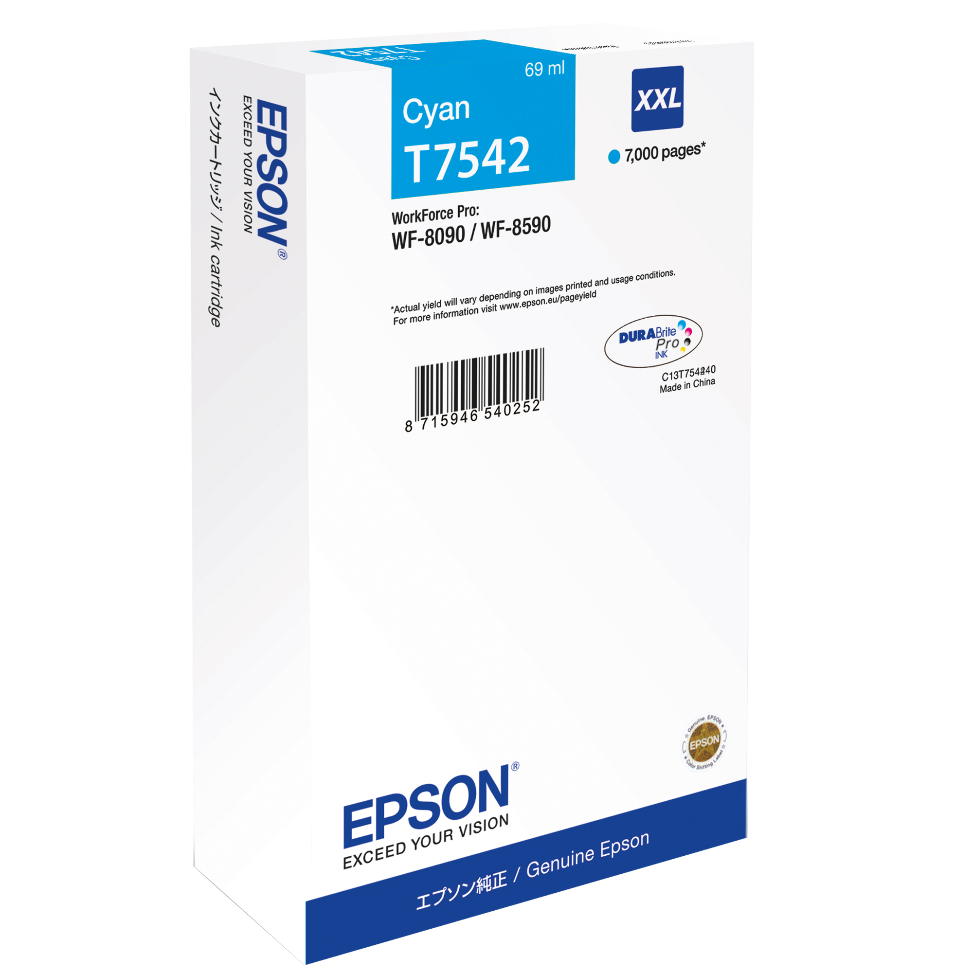 Epson T7542 - 69 ml - misura XXL - ciano - originale - cartuccia d'inchiostro