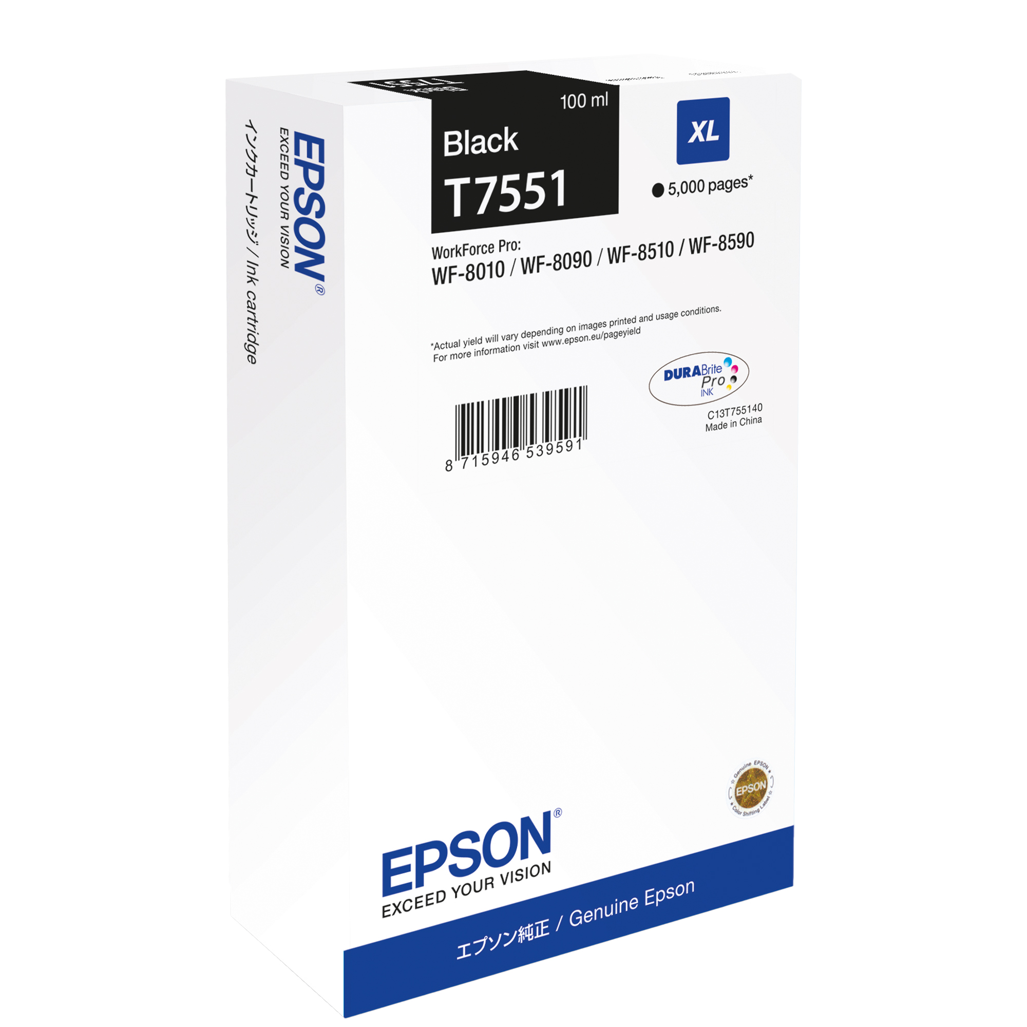 Epson T7551 - 100 ml - misura XL - nero - originale - cartuccia d'inchiostro