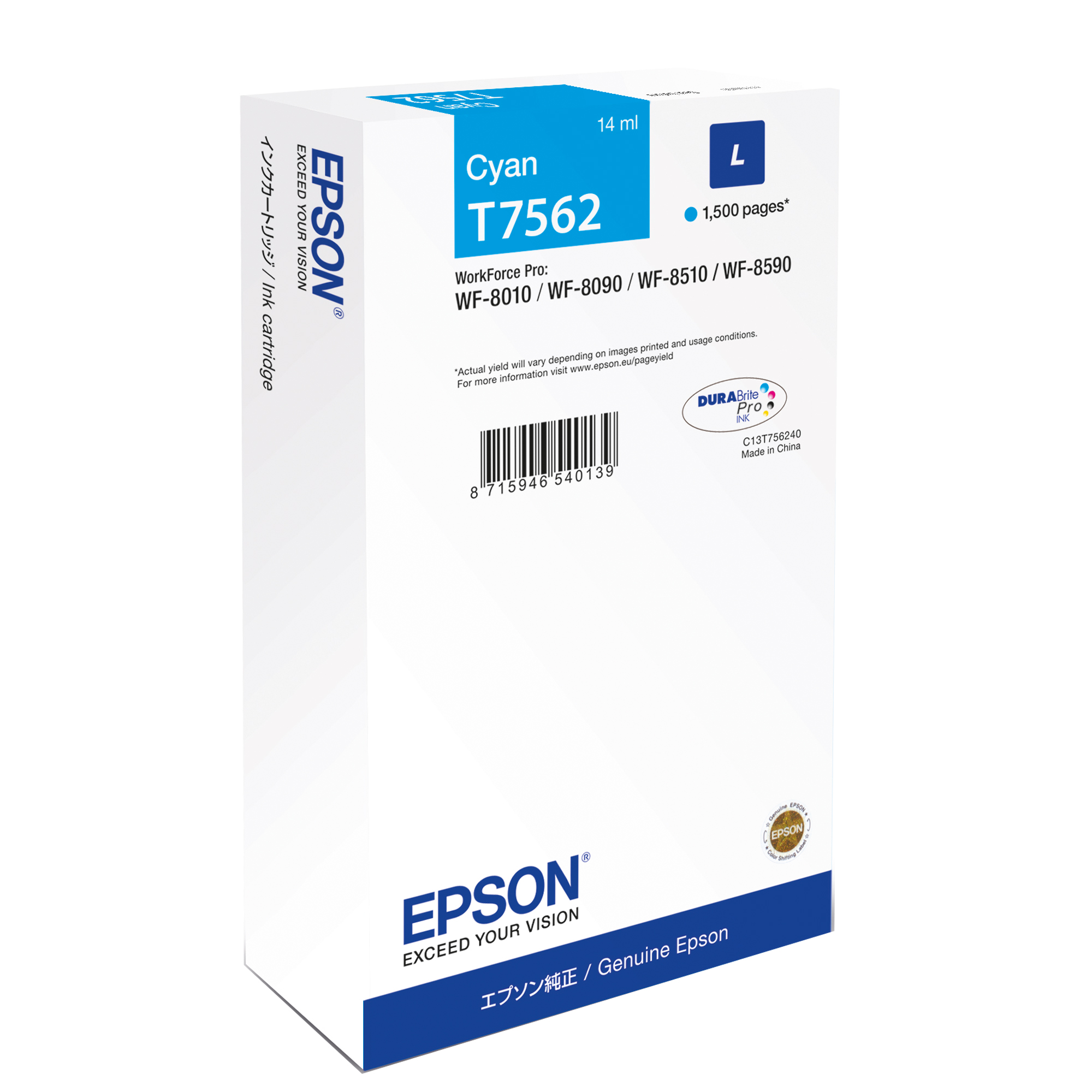 Epson T7562 - 14 ml - taglia L - ciano - originale - cartuccia d'inchiostro