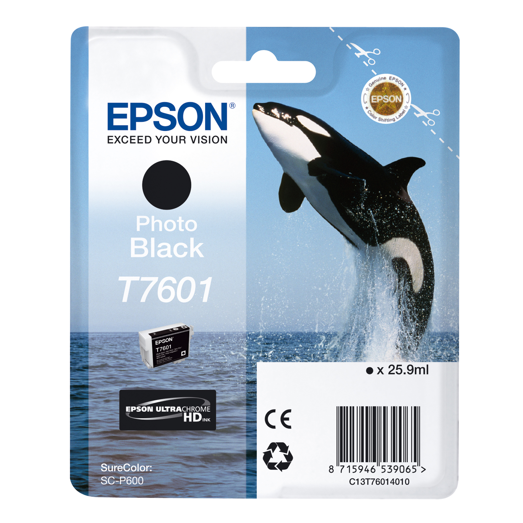Epson T7601 - 26 ml - nero per foto - originale - blister - cartuccia d'inchiostro - per SureColor P600, SC-P600