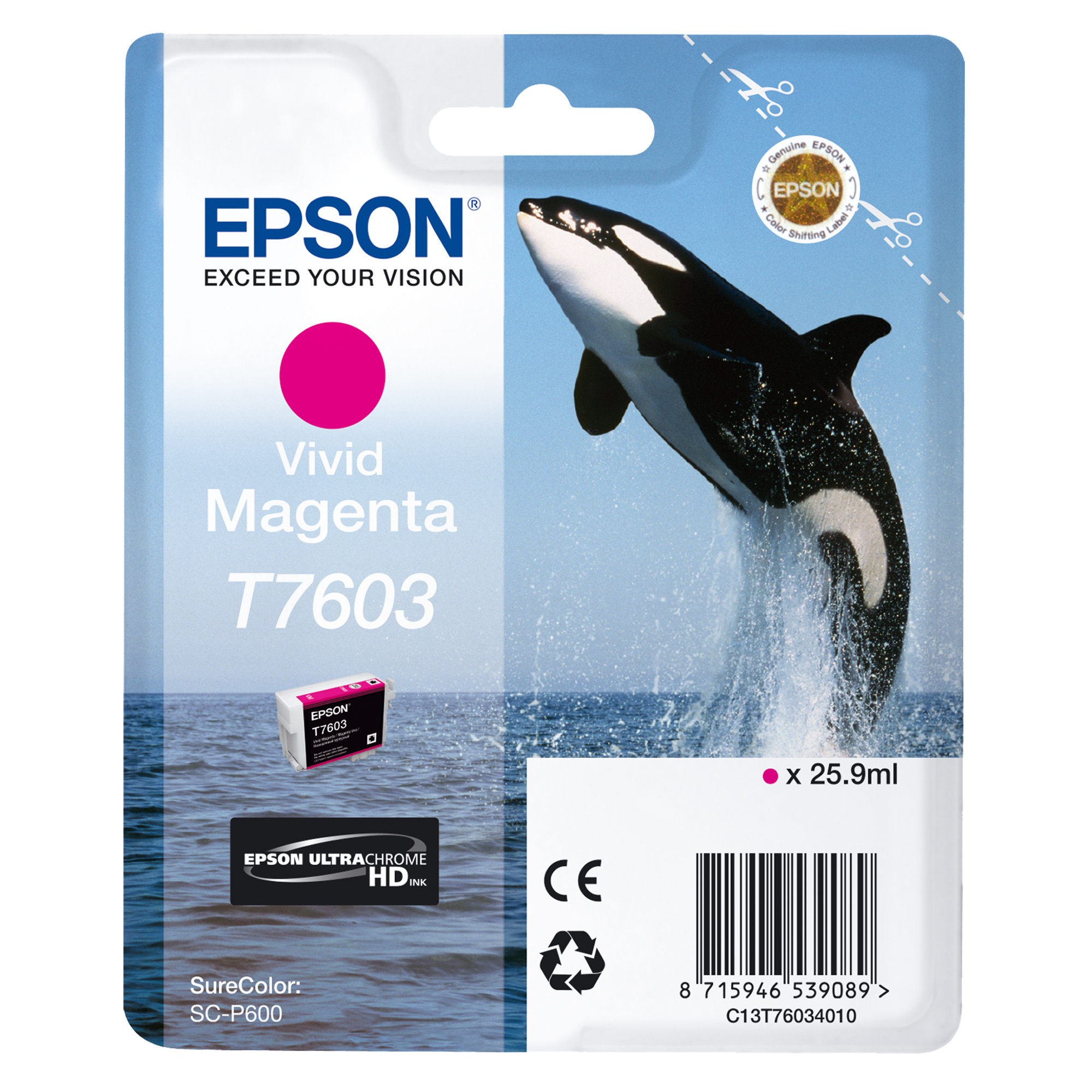 Epson T7603 - 25.9 ml - magenta Vivid - originale - blister - cartuccia d'inchiostro - per SureColor SC-P600