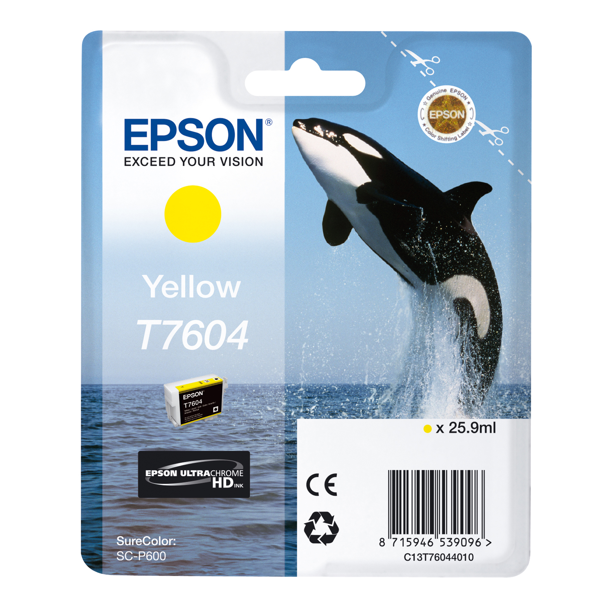 Epson T7604 - 26 ml - giallo - originale - blister - cartuccia d'inchiostro - per SureColor P600, SC-P600