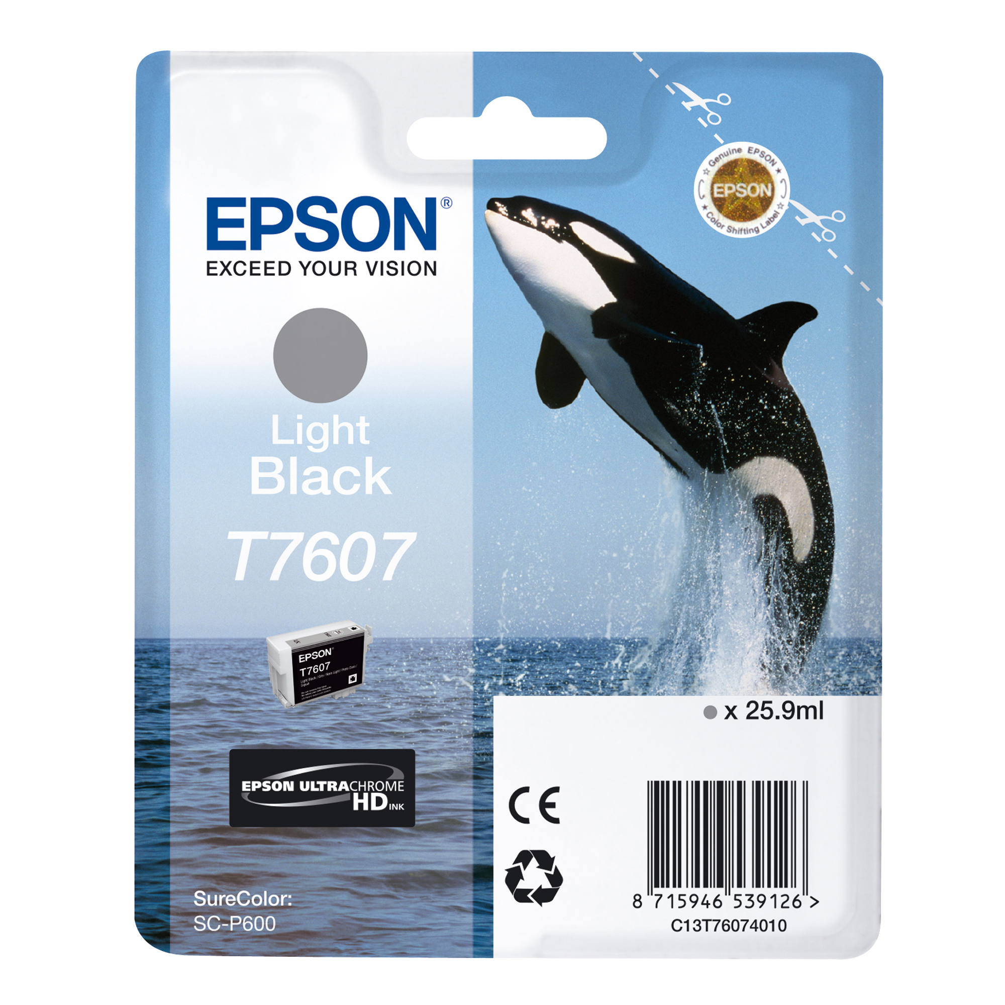 Epson T7607 - 26 ml - nero chiaro - originale - blister - cartuccia d'inchiostro - per SureColor P600, SC-P600