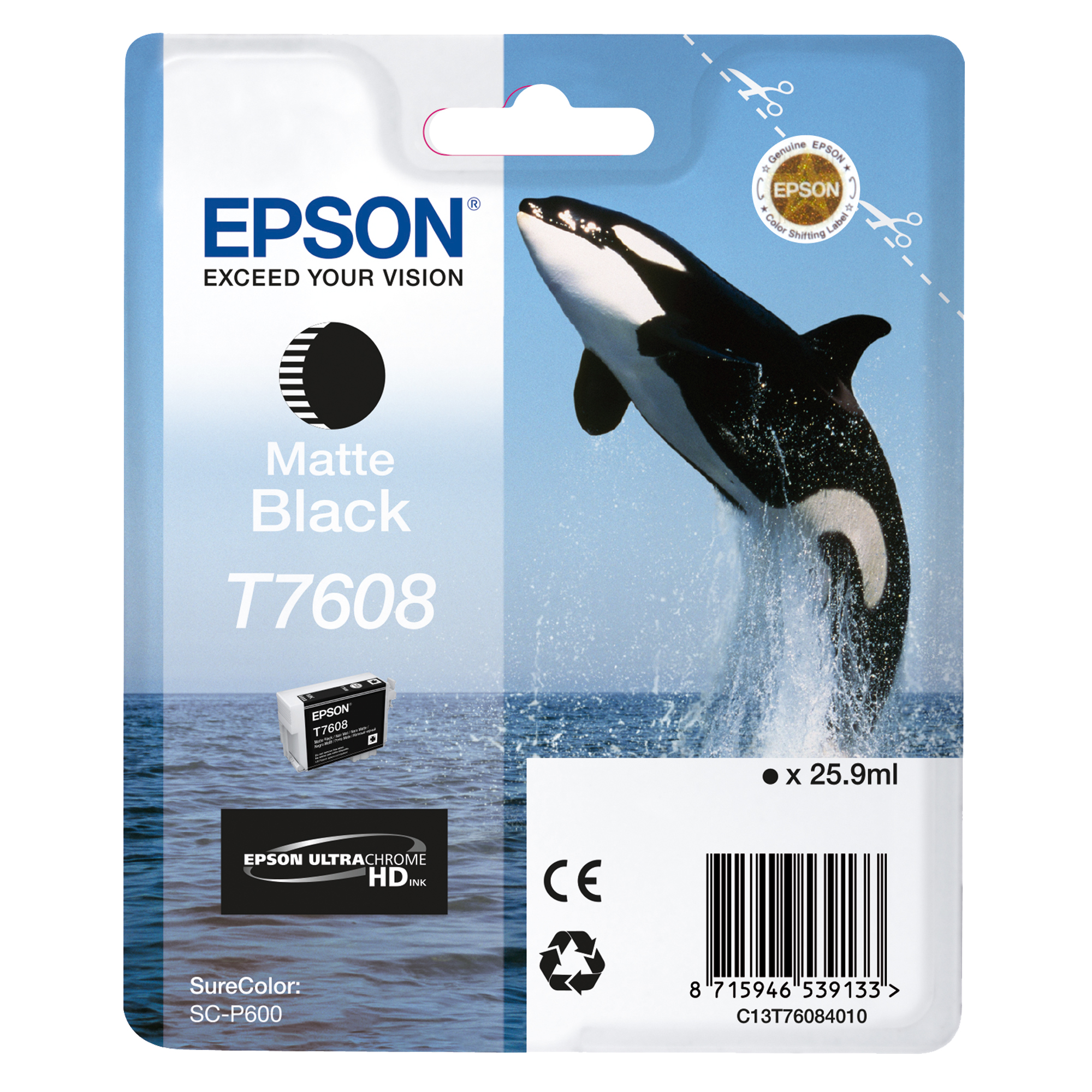 Epson T7608 - 25.9 ml - nero opaco - originale - blister - cartuccia d'inchiostro - per SureColor SC-P600