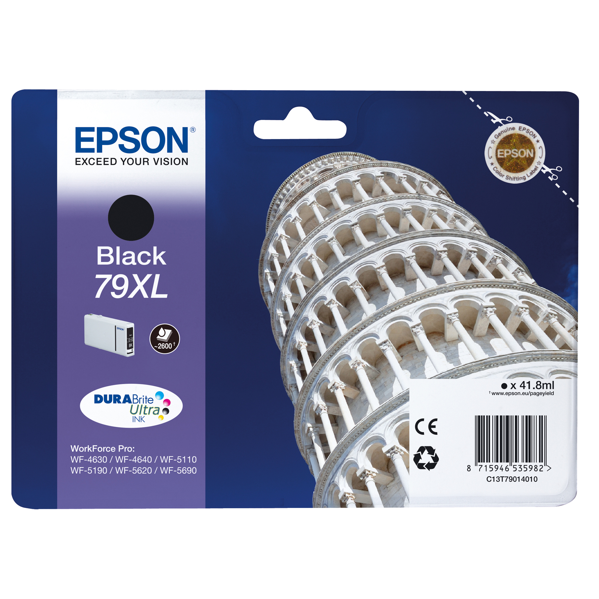 Epson 79XL - 41.8 ml - XL - nero - originale - cartuccia d'inchiostro - per WorkForce Pro WF-4630DWF, WF-4640DTWF, WF-5110DW, WF-5190DW, WF-5620DWF, WF-5690DWF