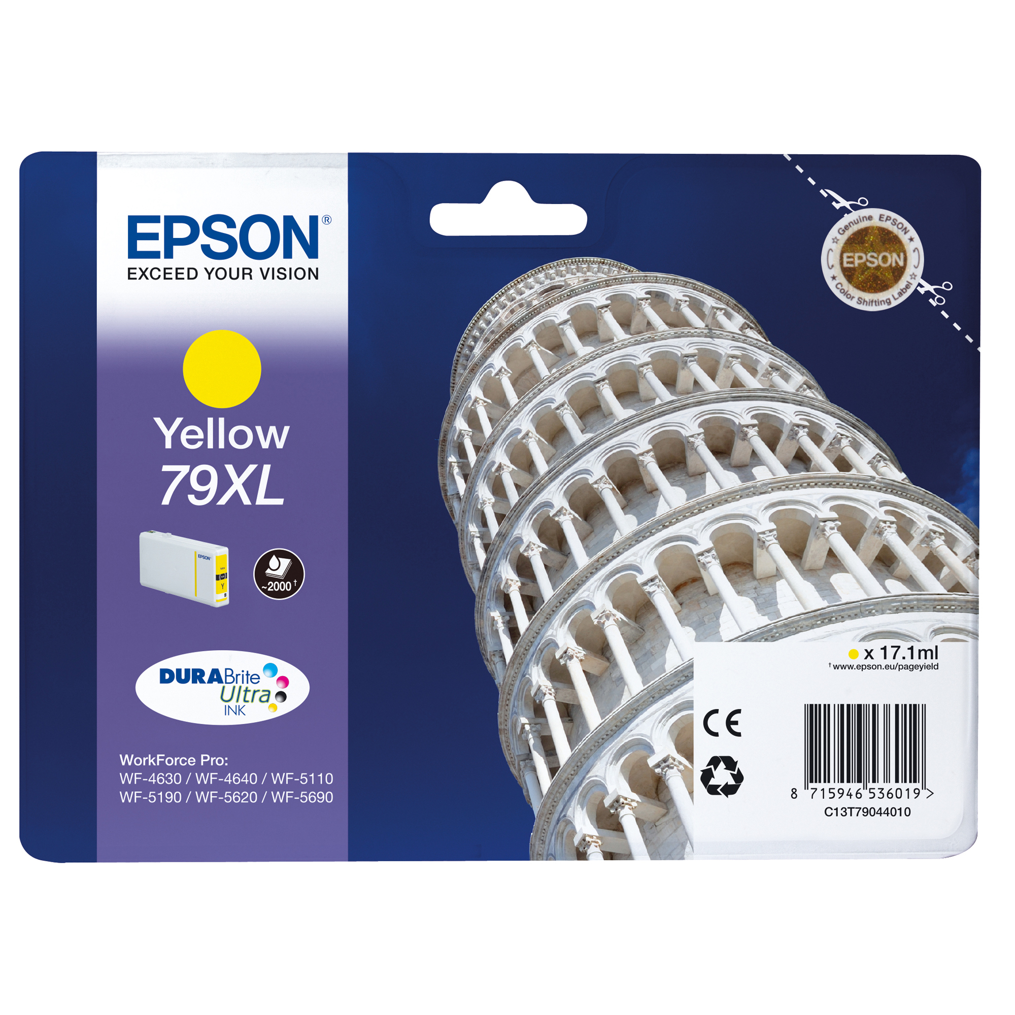 Epson 79XL - 17.1 ml - XL - giallo - originale - cartuccia d'inchiostro - per WorkForce Pro WF-4630DWF, WF-4640DTWF, WF-5110DW, WF-5190DW, WF-5620DWF, WF-5690DWF