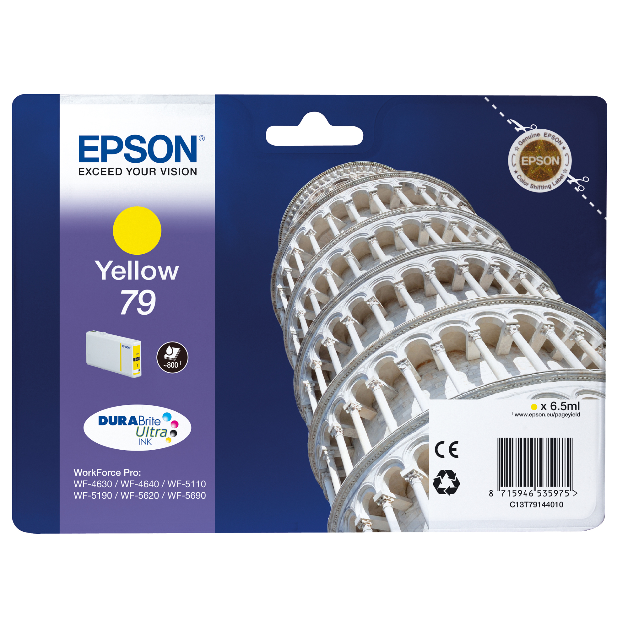 Epson 79 - 6.5 ml - giallo - originale - cartuccia d'inchiostro - per WorkForce Pro WF-4630DWF, WF-4640DTWF, WF-5110DW, WF-5190DW, WF-5620DWF, WF-5690DWF