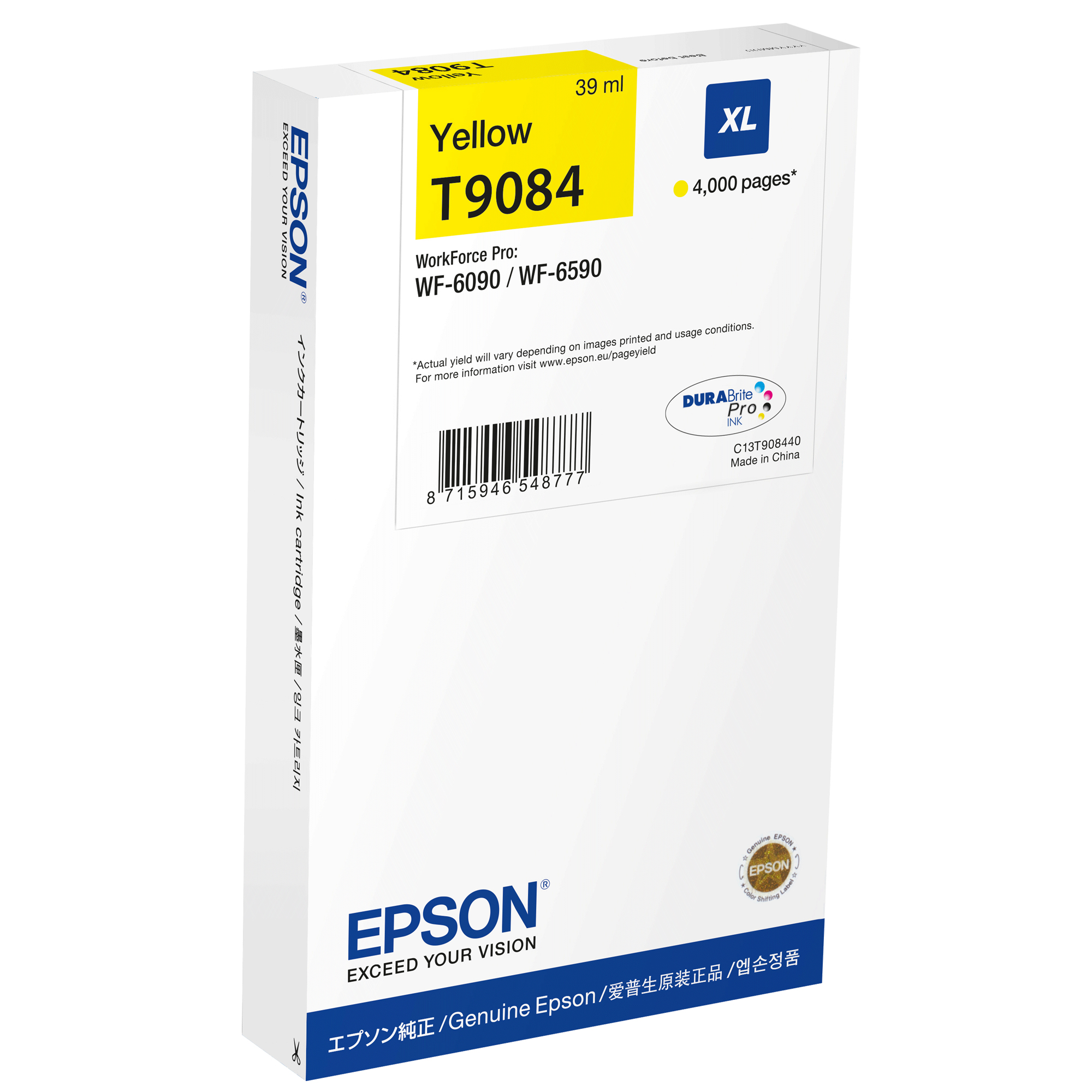 Epson T9084 - 39 ml - misura XL - giallo - originale - cartuccia d'inchiostro - per WorkForce Pro WF-6090, WF-6590