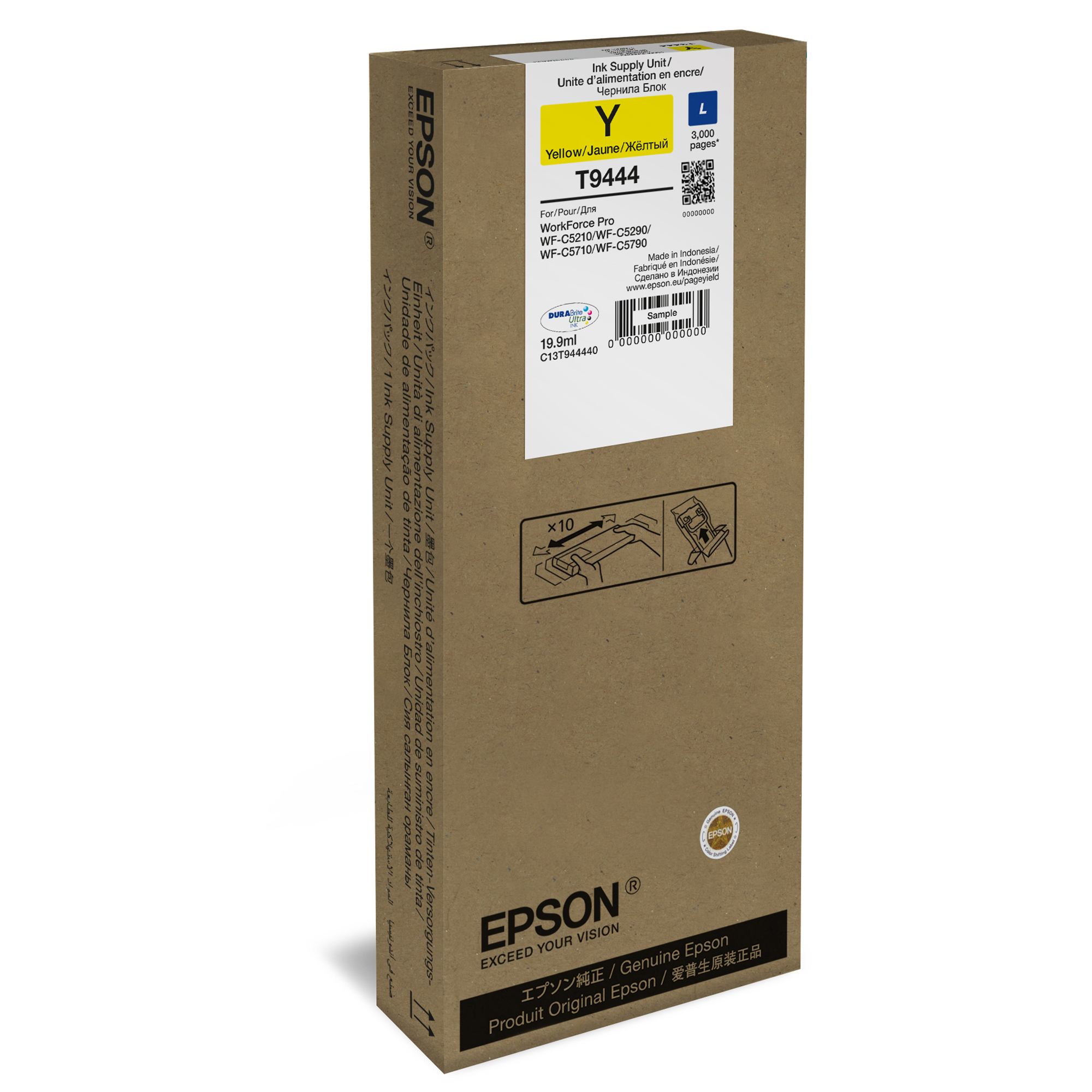 Epson T9444 - 19.9 ml - taglia L - giallo - originale - cartuccia d'inchiostro - per WorkForce Pro WF-C5210DW, WF-C5290DW, WF-C5710DWF, WF-C5790DWF