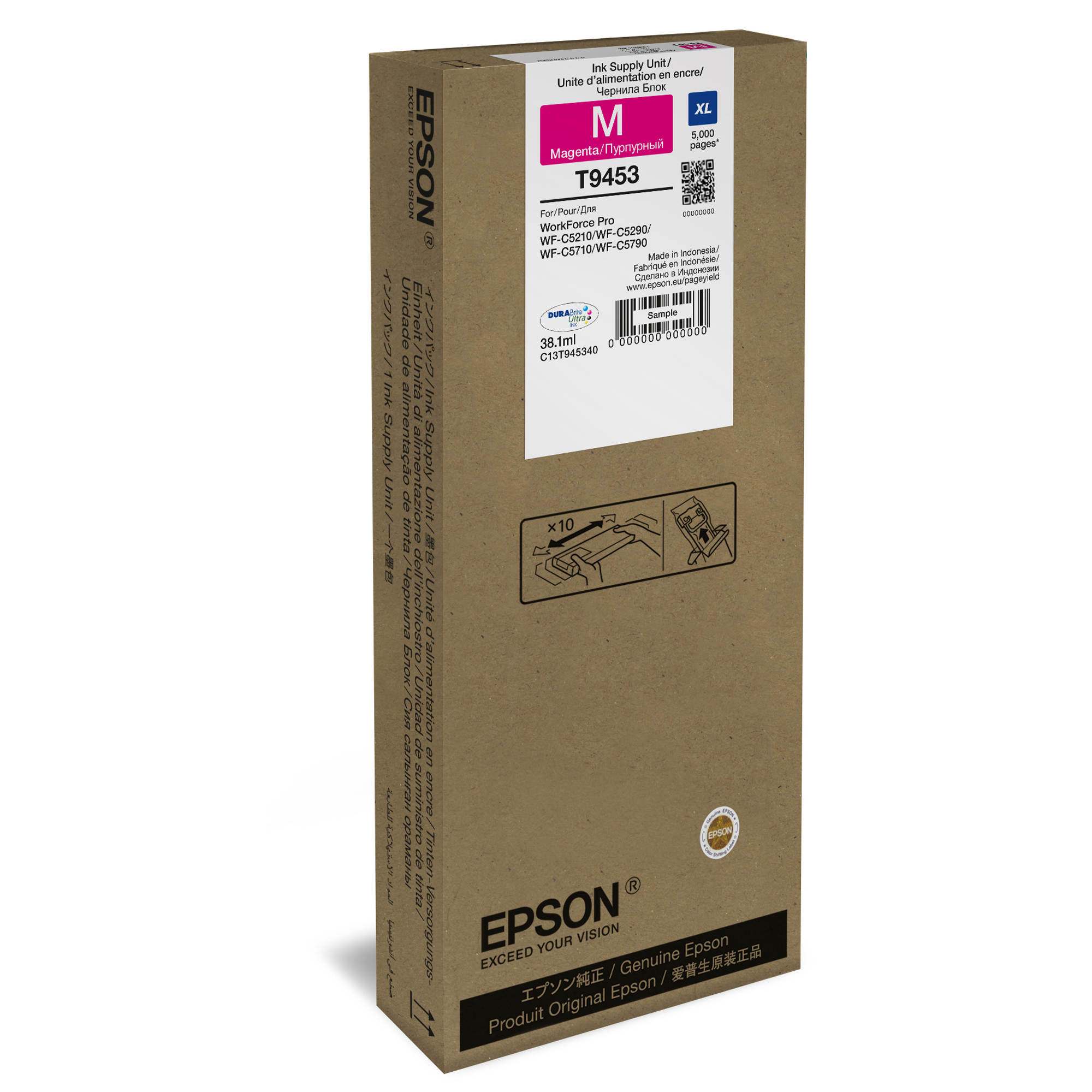 Epson T9453 - 38.1 ml - XL - magenta - originale - cartuccia d'inchiostro - per WorkForce Pro WF-C5210DW, WF-C5290DW, WF-C5710DWF, WF-C5790DWF