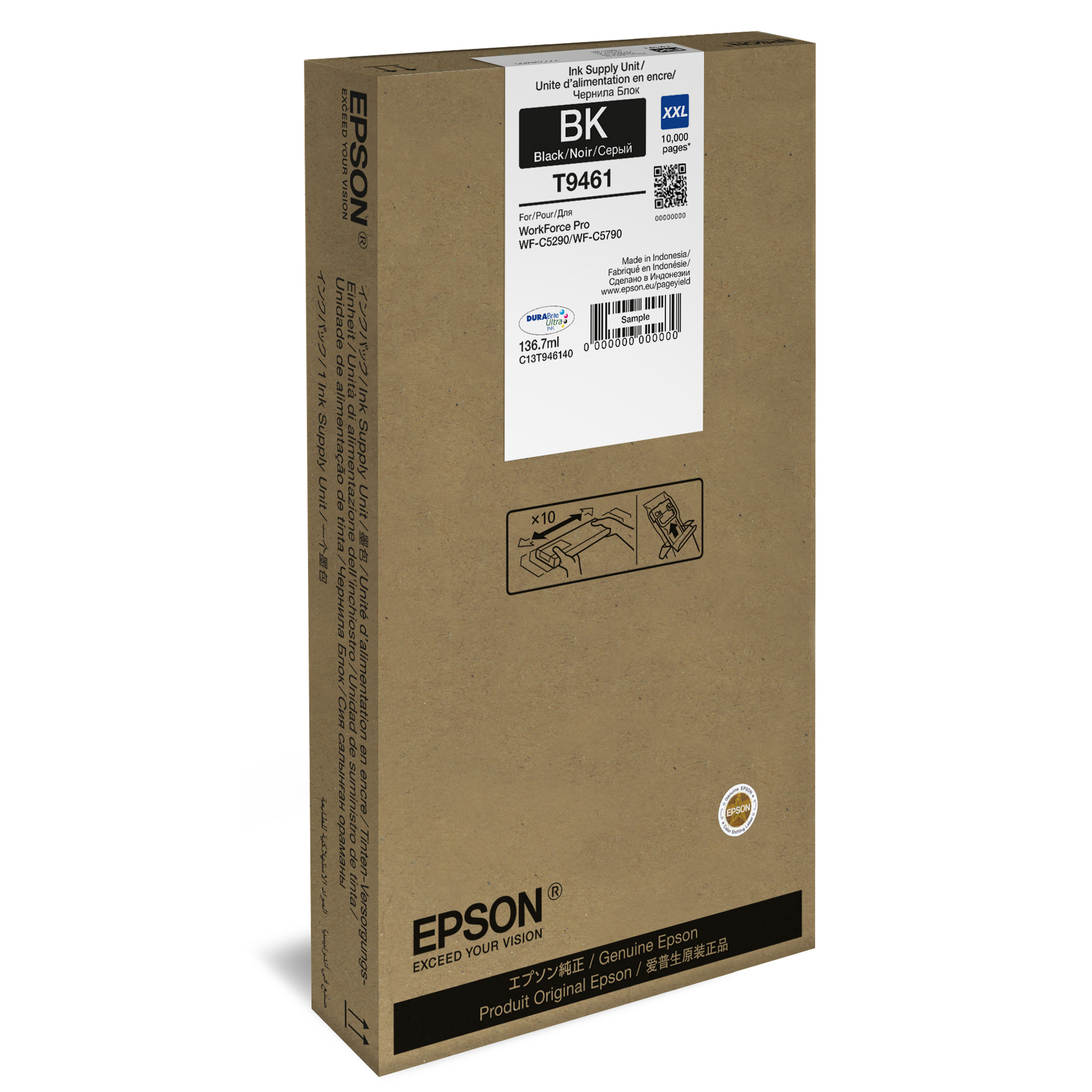 Epson T9461 - 136.7 ml - misura XXL - nero - originale - cartuccia d'inchiostro - per WorkForce Pro WF-C5290DW, WF-C5790DWF