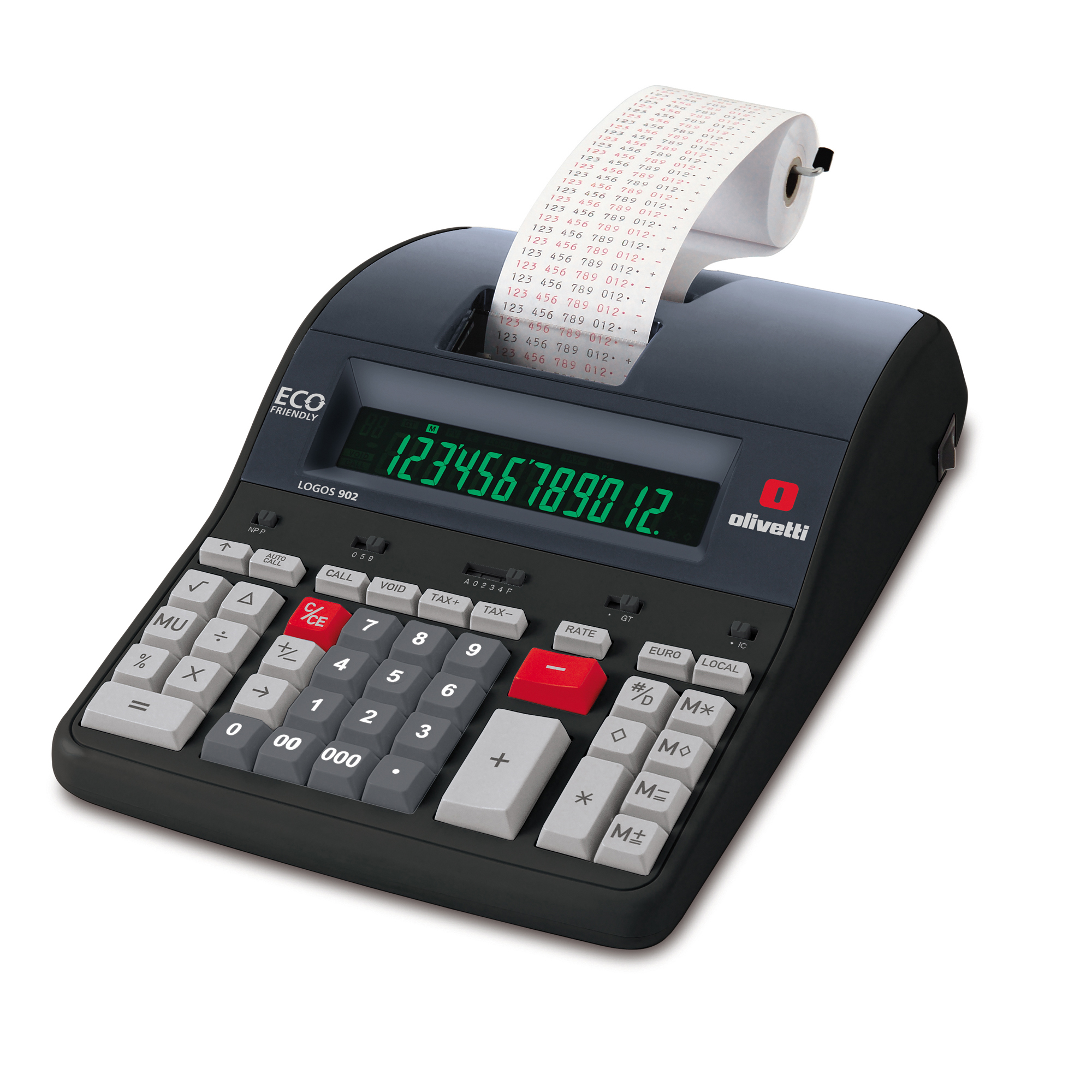 Olivetti Logos 902 - Calcolatrice scrivente con stampa - LCD - 12 cifre - adattatore CA