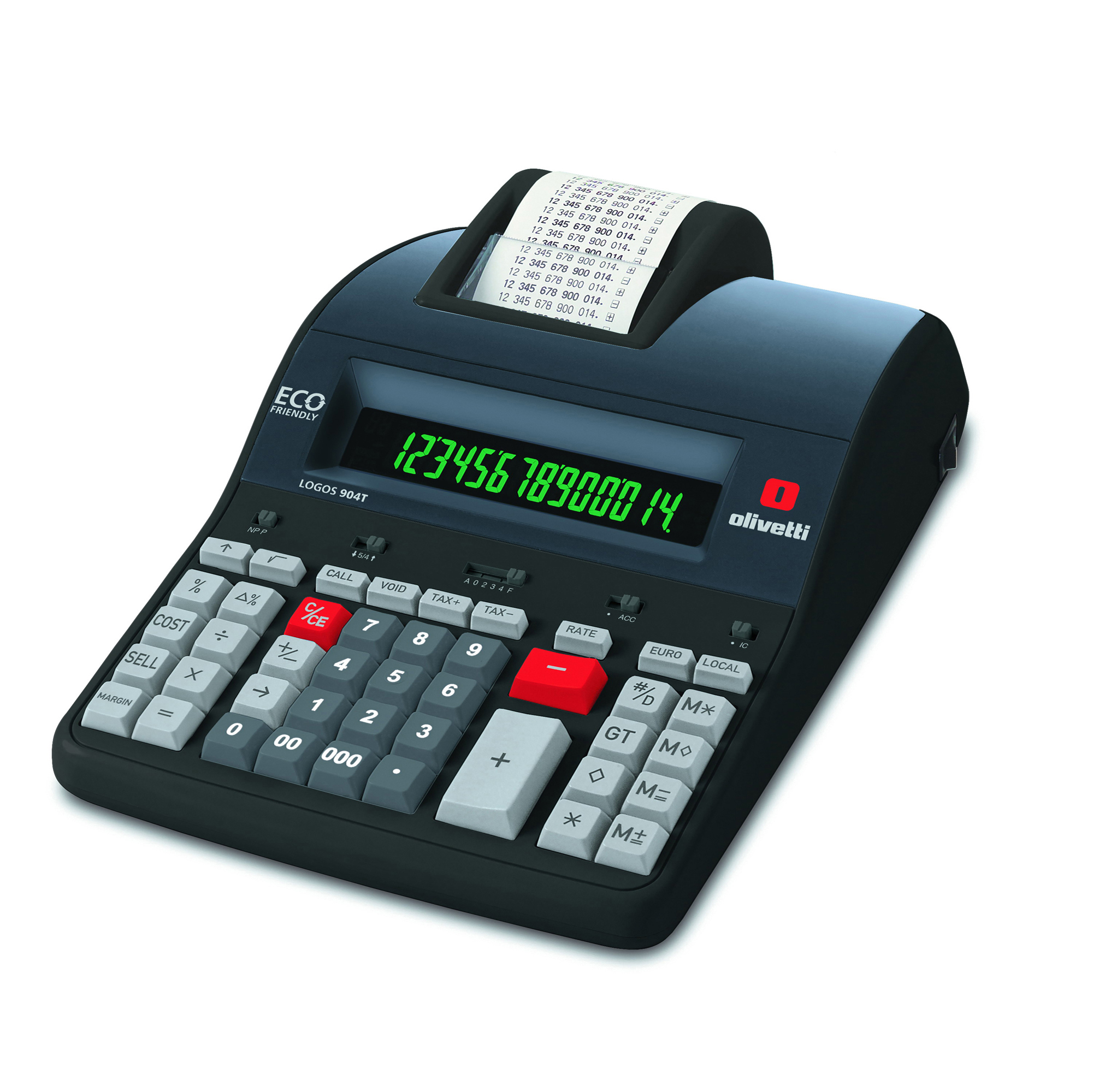 Olivetti Logos 904T - Calcolatrice scrivente con stampa - LCD - 14 cifre - adattatore CA