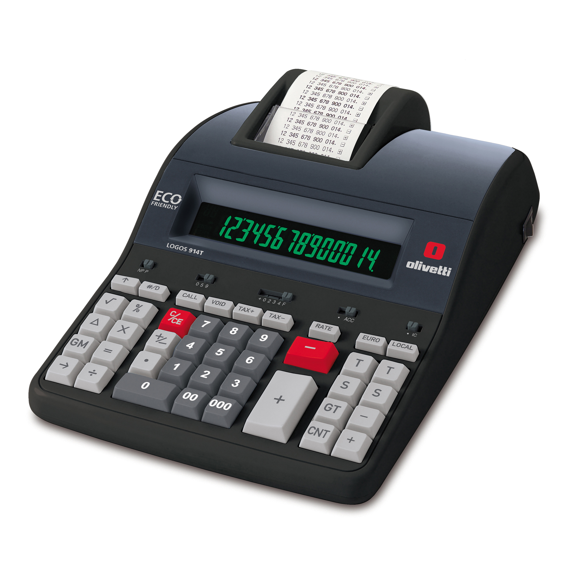 Olivetti Logos 914T - Calcolatrice scrivente con stampa - LCD - 14 cifre - adattatore CA
