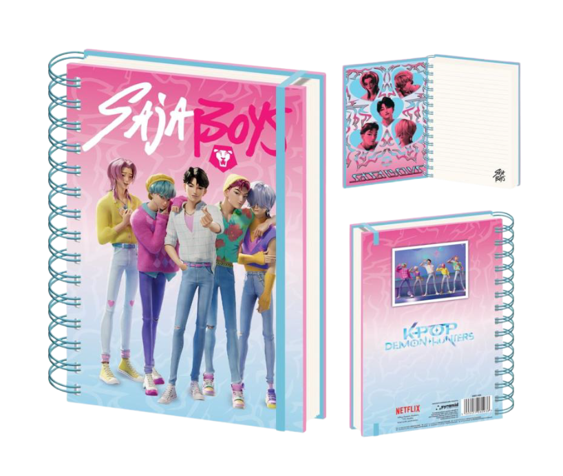 PREORDINE KPOP DEMON HUNTERS - NOTEBOOK SPIRALATO CON ELASTICO A5 A RIGHE *FINE GIUGNO
