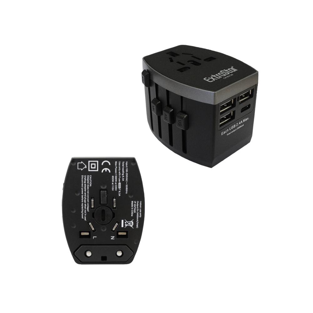 EXTRASTAR ADATTATORE UNIVERSALE 3USB+1TYPEC 3.4A