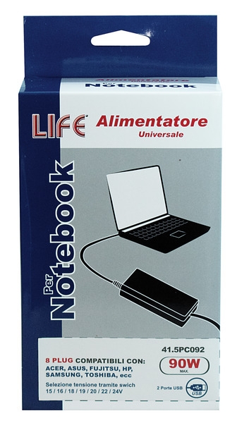 LIFE ALIMENTATORE UNIVERSALE NOTEBOOK 15-24V MANUALE 8 PLUGS …