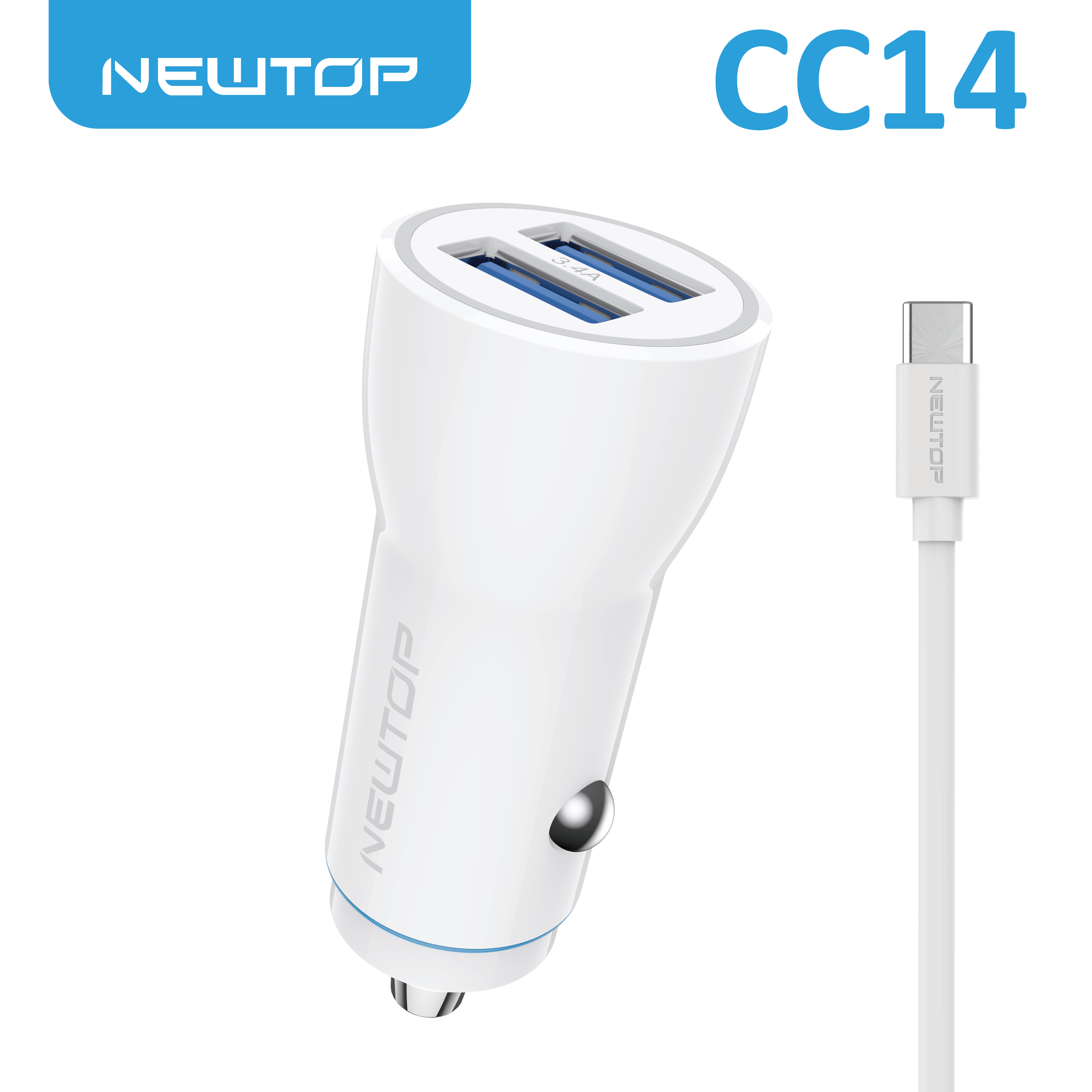 NEWTOP CC14 CARICATORE DA MACCHINA 2USB 3.4A CON …