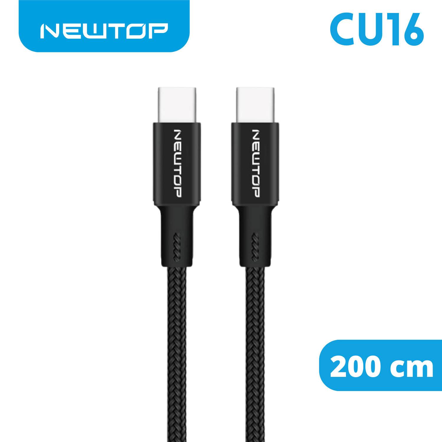 NEWTOP CU16 CORD ALUMINIUM CAVO 200CM TYPE-C/TYPE-C