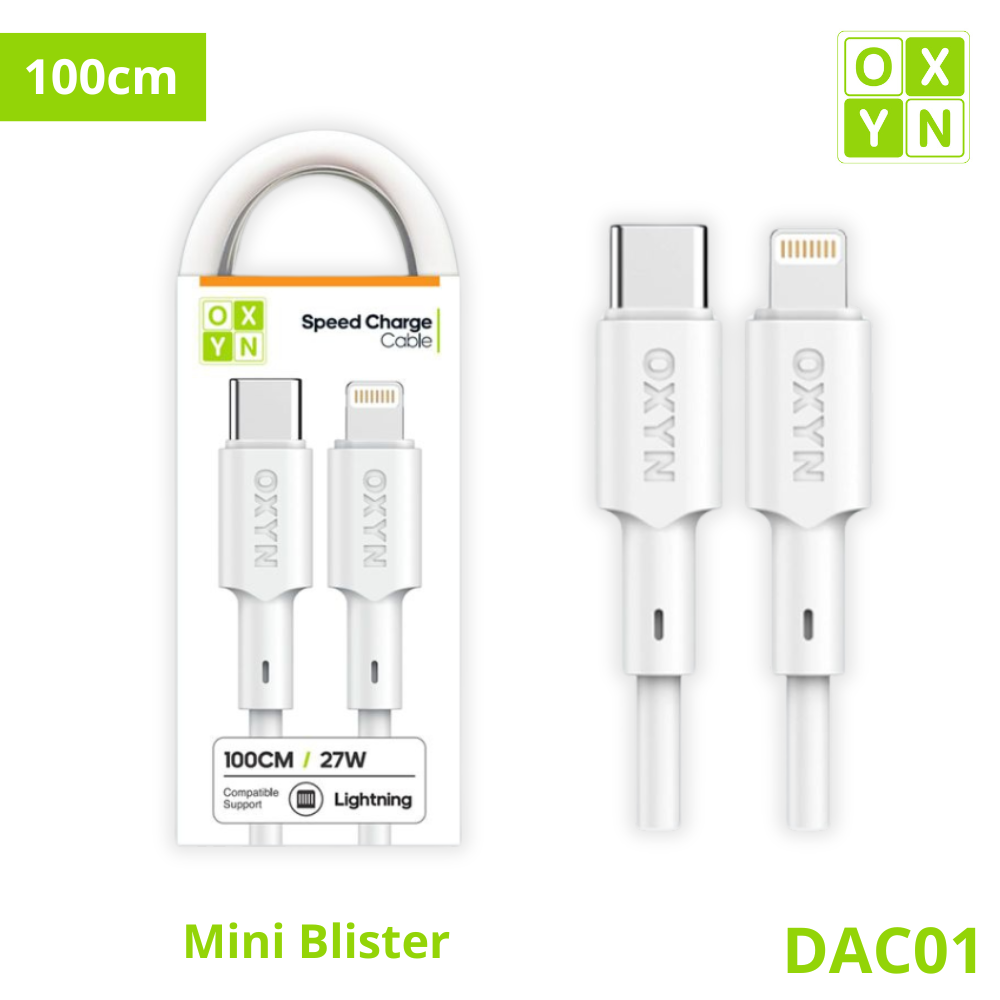 OXYN DAC01 MINI BLISTER CAVO 27W TYPE-C/LIGHTNING 100CM