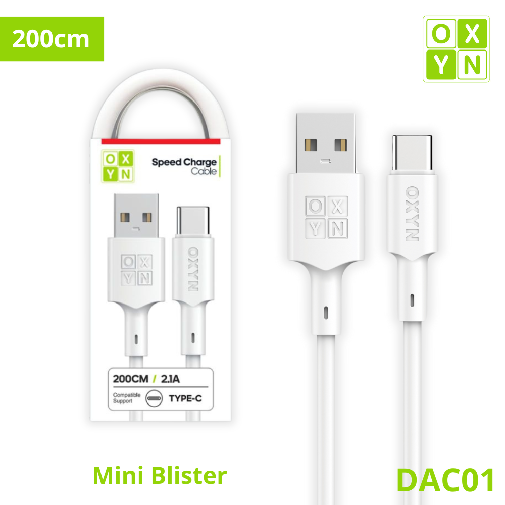 OXYN DAC01 MINI BLISTER CAVO USB/TYPE-C 200CM