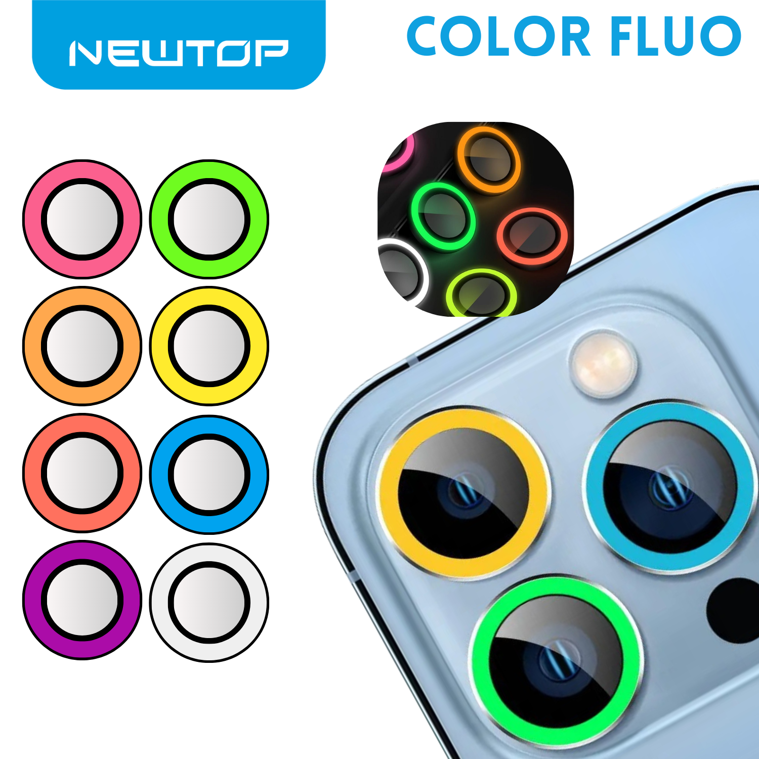 NEWTOP FOTOCAMERA COLORE FLUO VETRO TEMPERATO IPHONE 17 AIR