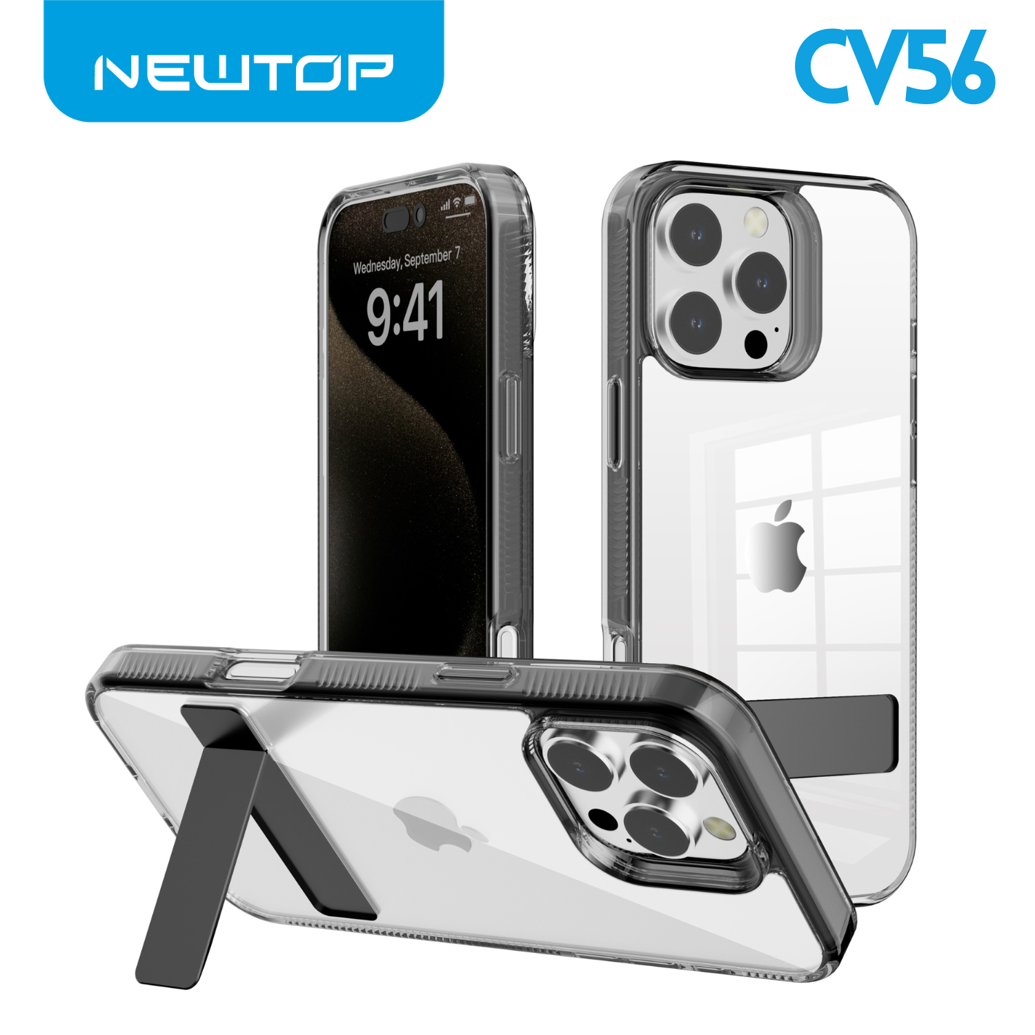 NEWTOP CV56 COVER CRISTALLO CON SUPPORTO PER APPLE IPHONE 16