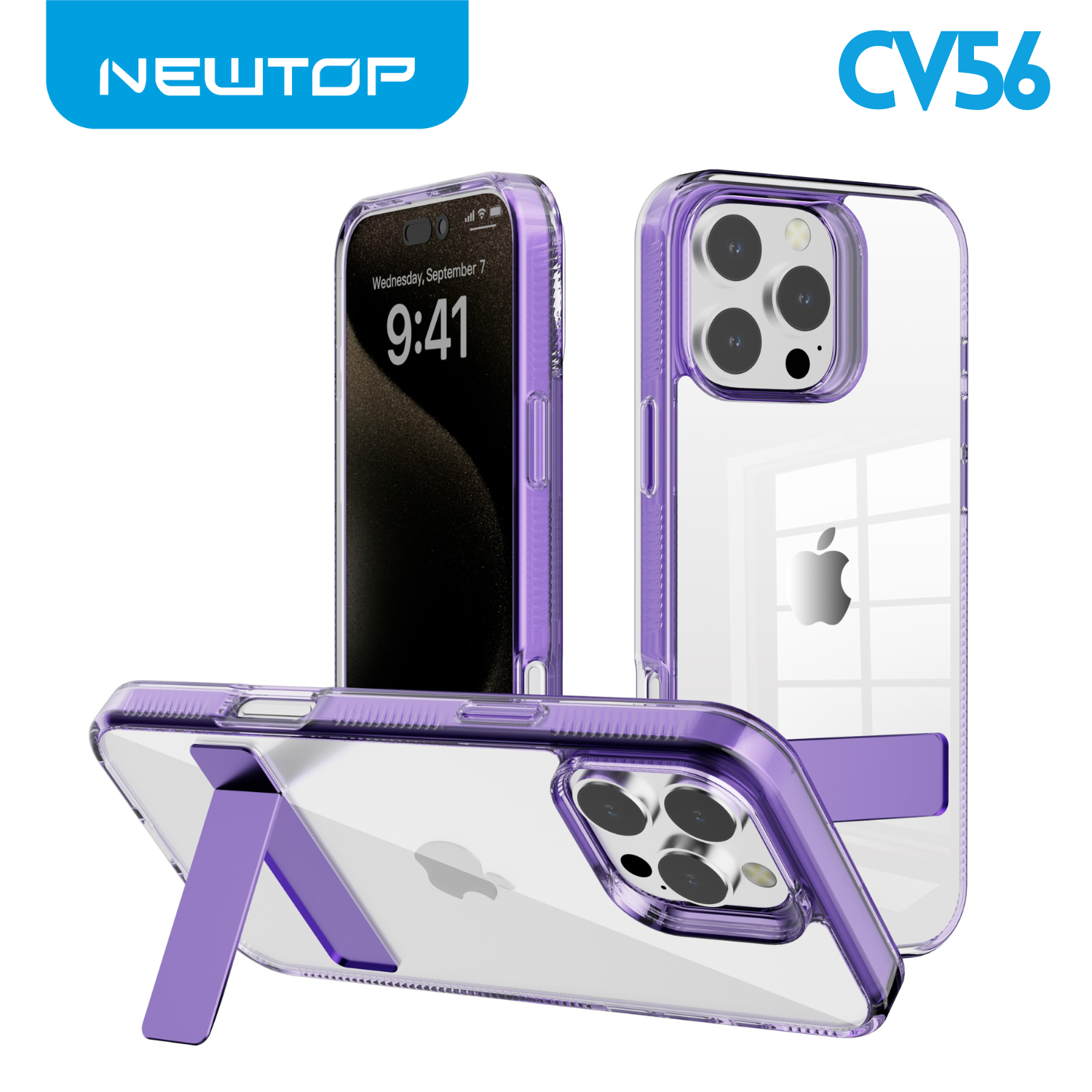 NEWTOP CV56 COVER CRISTALLO CON SUPPORTO PER APPLE IPHONE 16 PRO MAX