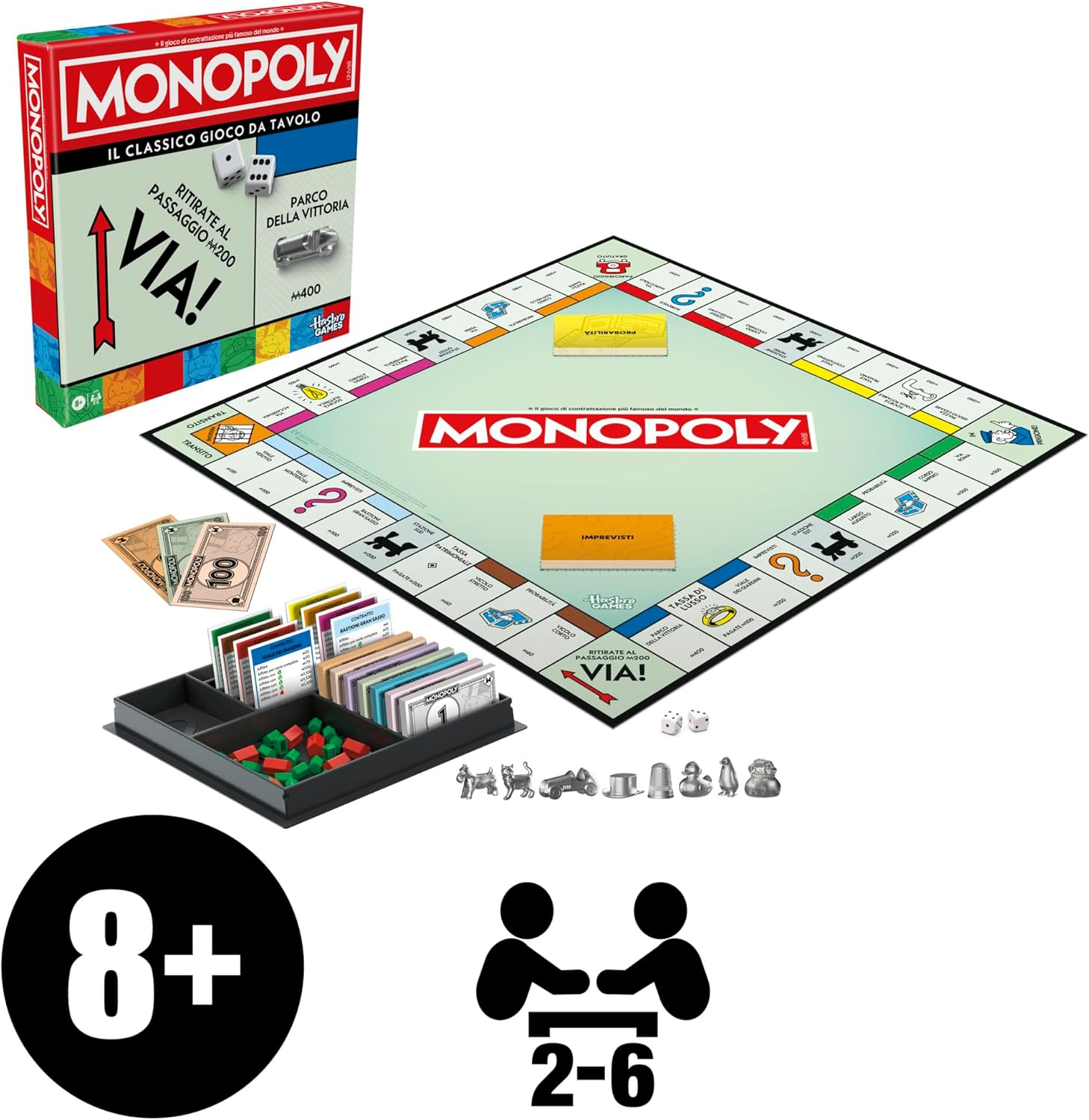 HASBRO - Monopoly Gioco classico da tavolo con …