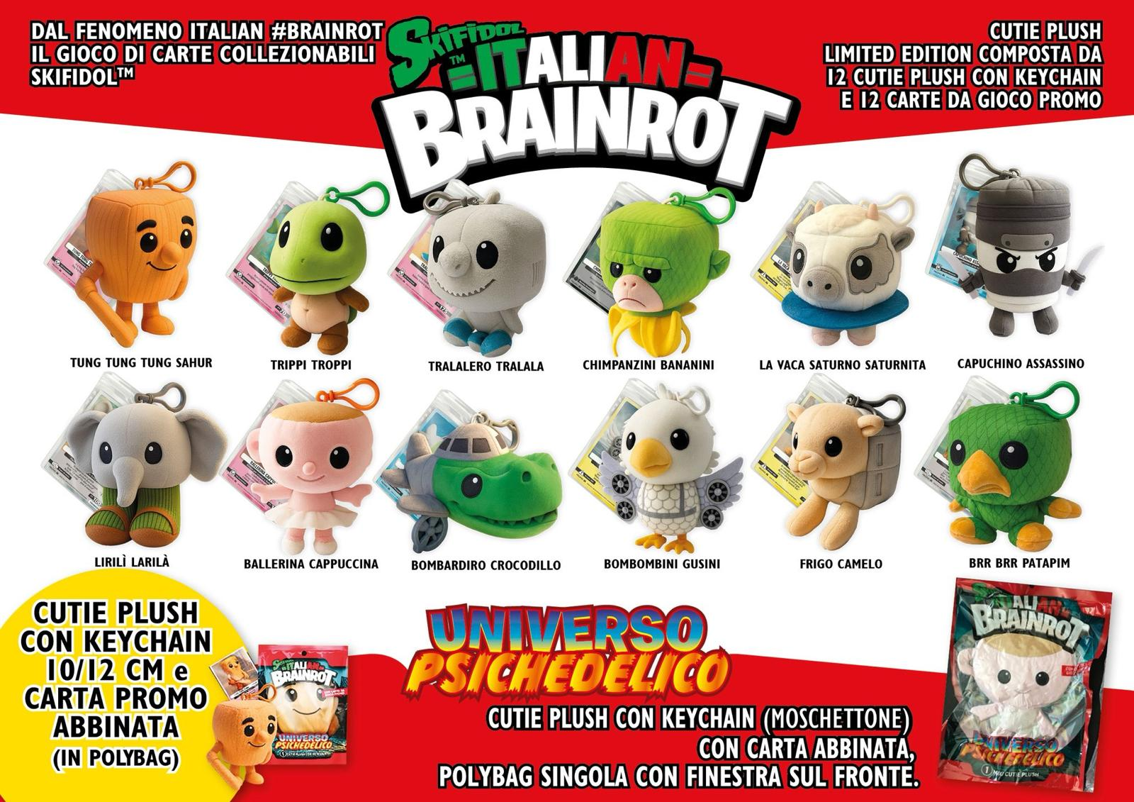 SKIFIDOL - ITALIAN BRAINROT PELUCHE PORTACHIAVI 10/12CM IN POLYBAG