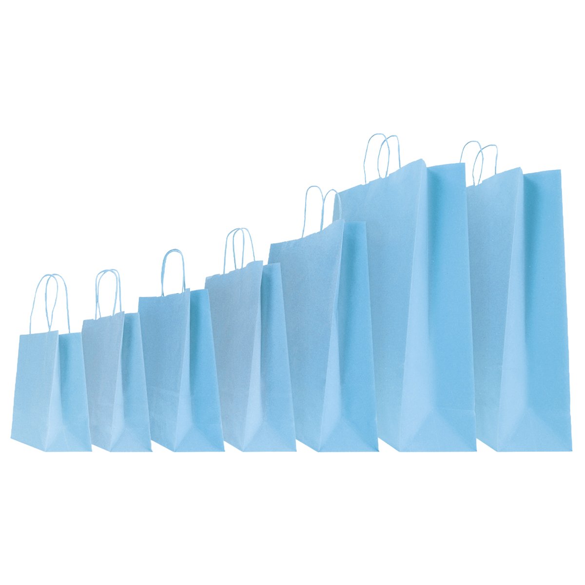 Shopper Twisted - maniglie cordino - 14 x 9 x 21 cm - carta kraft - azzurro - Mainetti Bags - conf. 25 pezzi